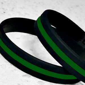 Thin Green Line Wristband Bracelet Security Personnel Border Patrol Federal Agent Park Ranger Public Safety USA Gift Support Black Silicone image 7