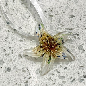 Murano Lampwork Starfish Christmas Tree Ornament Wall Window Nylon Ribbon White Yellow Brown Gold Copper Glitter Star Fish Sun Catcher Gift