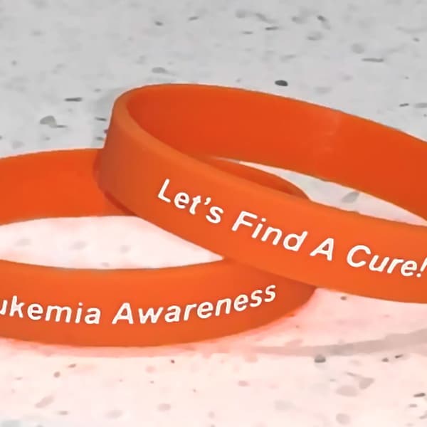 Leukemia Awareness Silicone Wristband Bracelet Orange, 3 Sizes, Small Child, Medium and Large Adult, We Donate Towards Research For a Cure