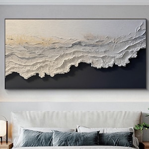 3D Textured abstract acrylic painting,Beach Painting Ocean Wall Art large Wave Painting for living room home wall Decor personalized gifts