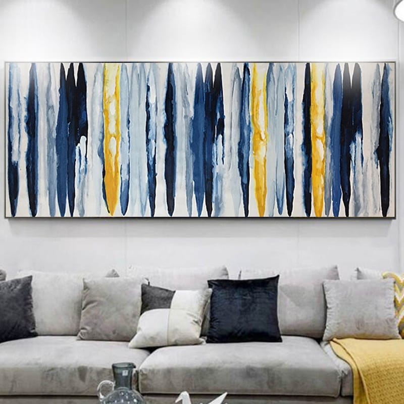 Navy Yellow Wall Art Etsy UK