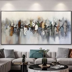 Peinture originale texturée 3D sur toile, peinture acrylique abstraite, décoration murale encadrée pour le salon, art mural moderne, peinture interprète, décoration d'intérieur