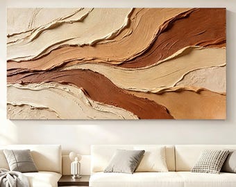 Brown Wabi Sabi Abstract Painting,Original Textured living room wall art,Modern Home Decor
