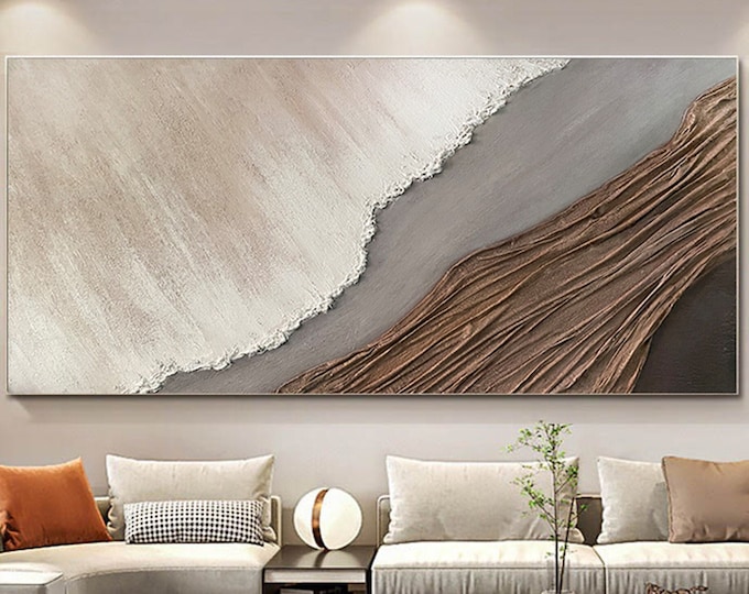 Featured listing image: Abstract Seascape Oil Painting,Living Room Wall Art on CanvasModern Ocean Artwork wall Decor