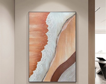 Abstract Painting on Canvas Original acrylic painting framed Wall Art for living room wall decor home decor Brown 3Dtextured wall painting
