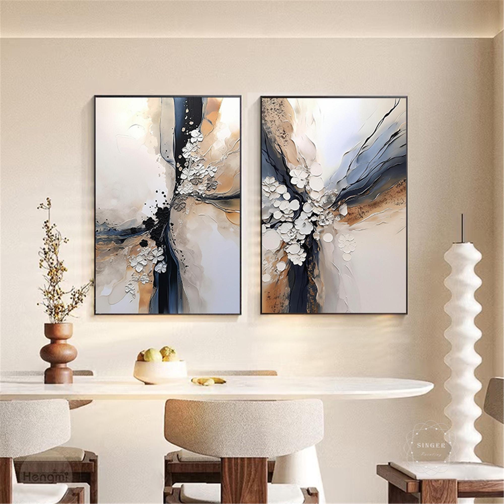 Framed Abstract Acrylic Texture Art for Large Living Room Wall Decor