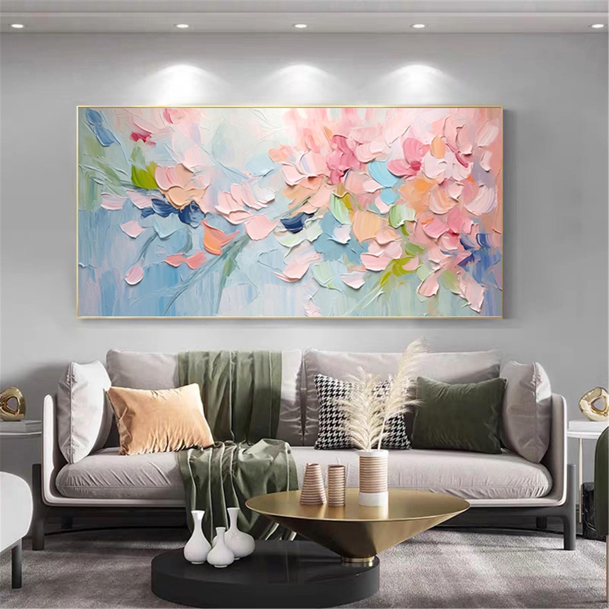 Abstract Flower Wall Art 3D Textured Canvas Painting for Home Decor