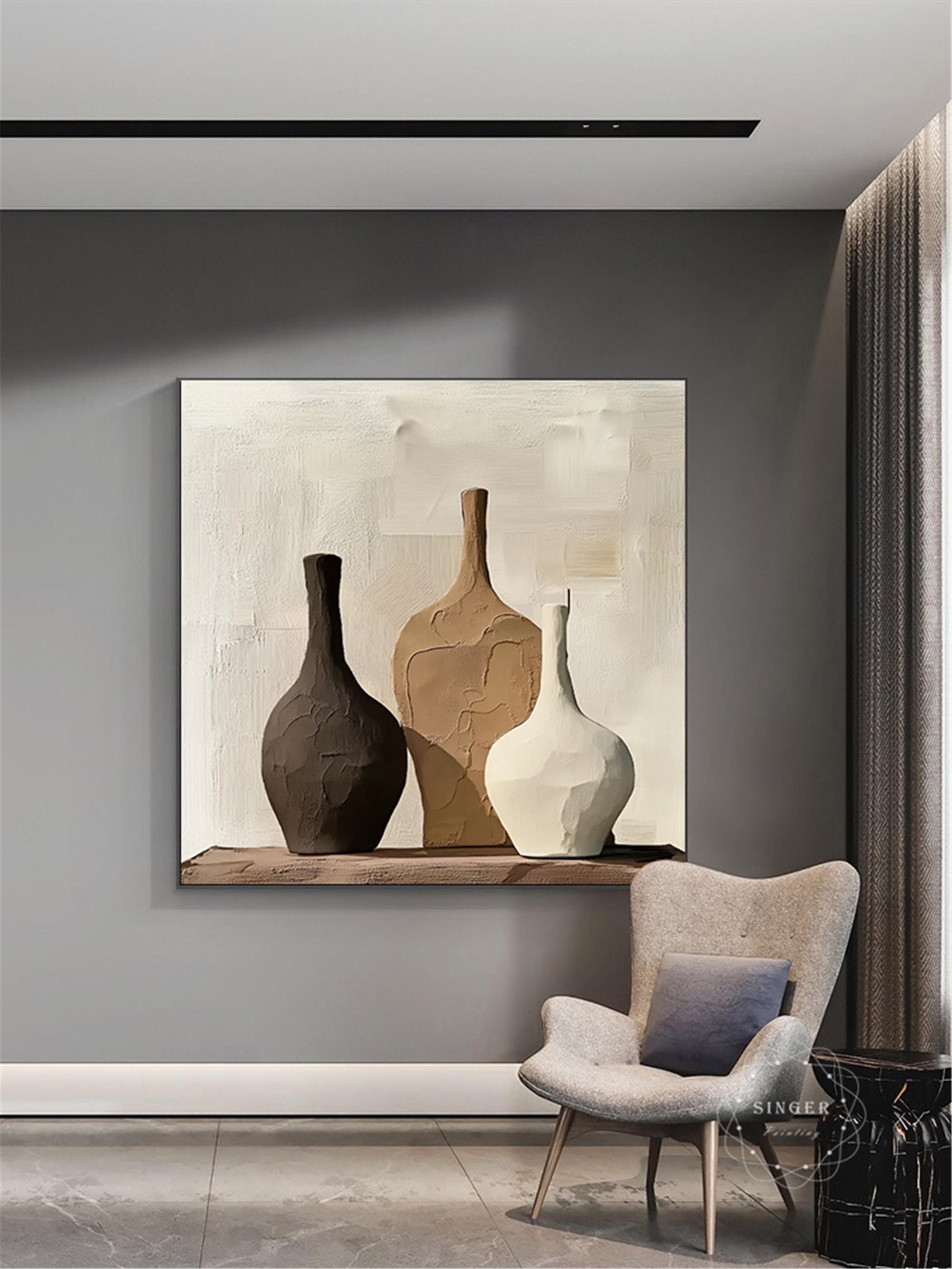 Large 3D Texture Abstract Painting Framed Modern Canvas Art on Sale