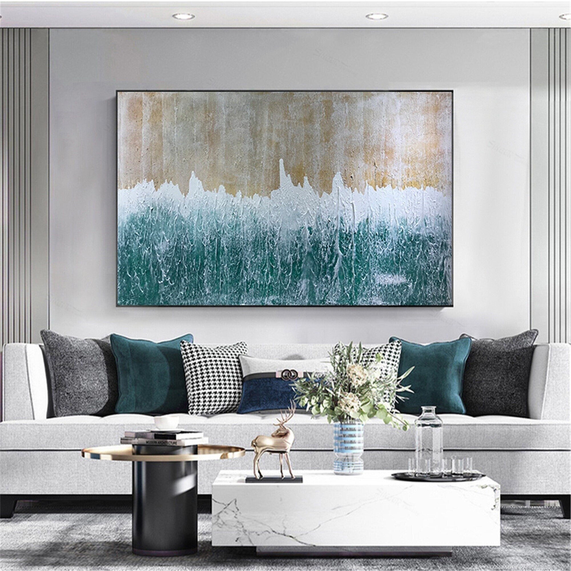 Large 3D Abstract Texture Art Modern Canvas Painting Framed for Sale