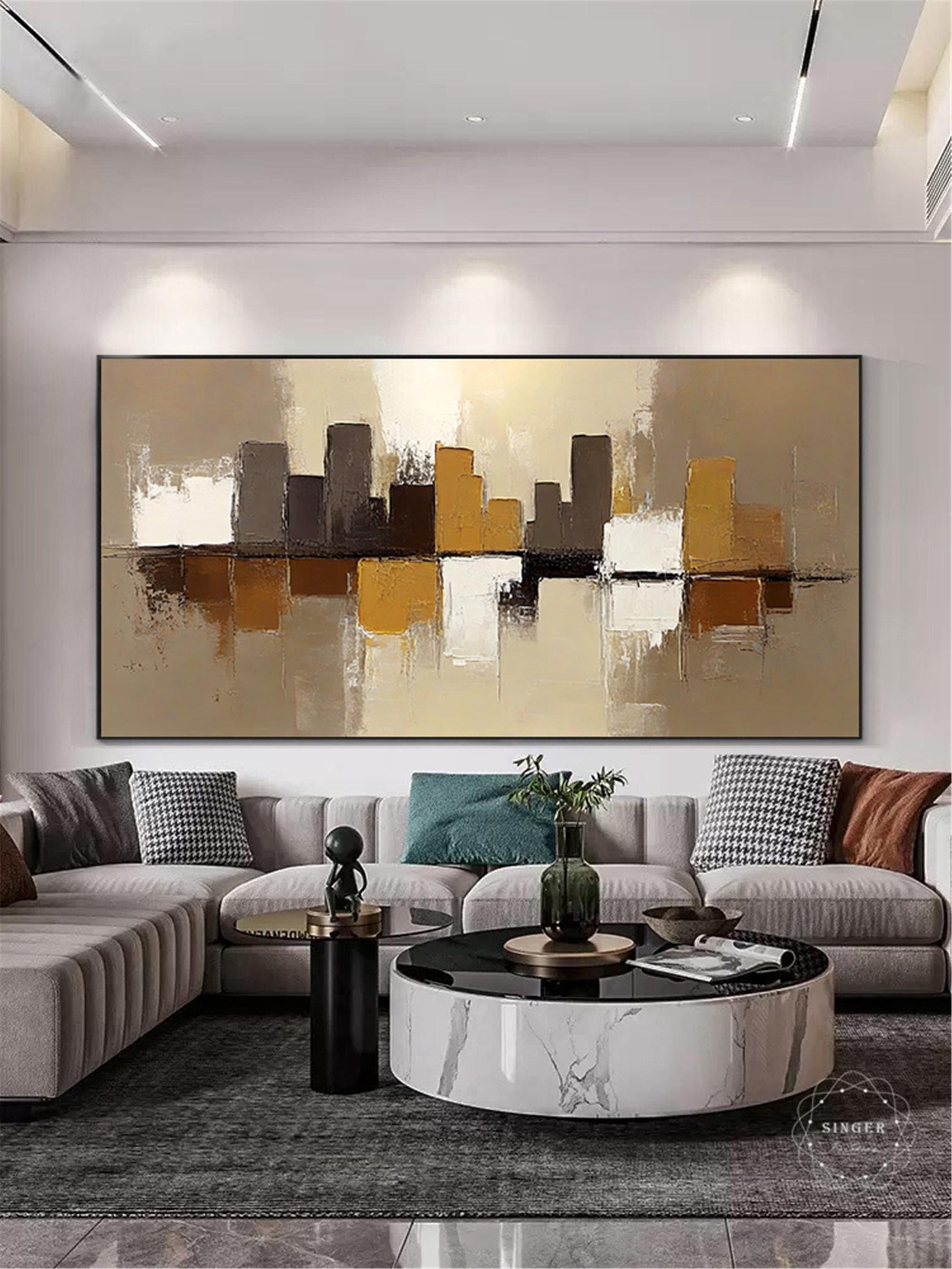 Large Abstract Painting Modern 3D Texture Framed Canvas Artwork on Sale