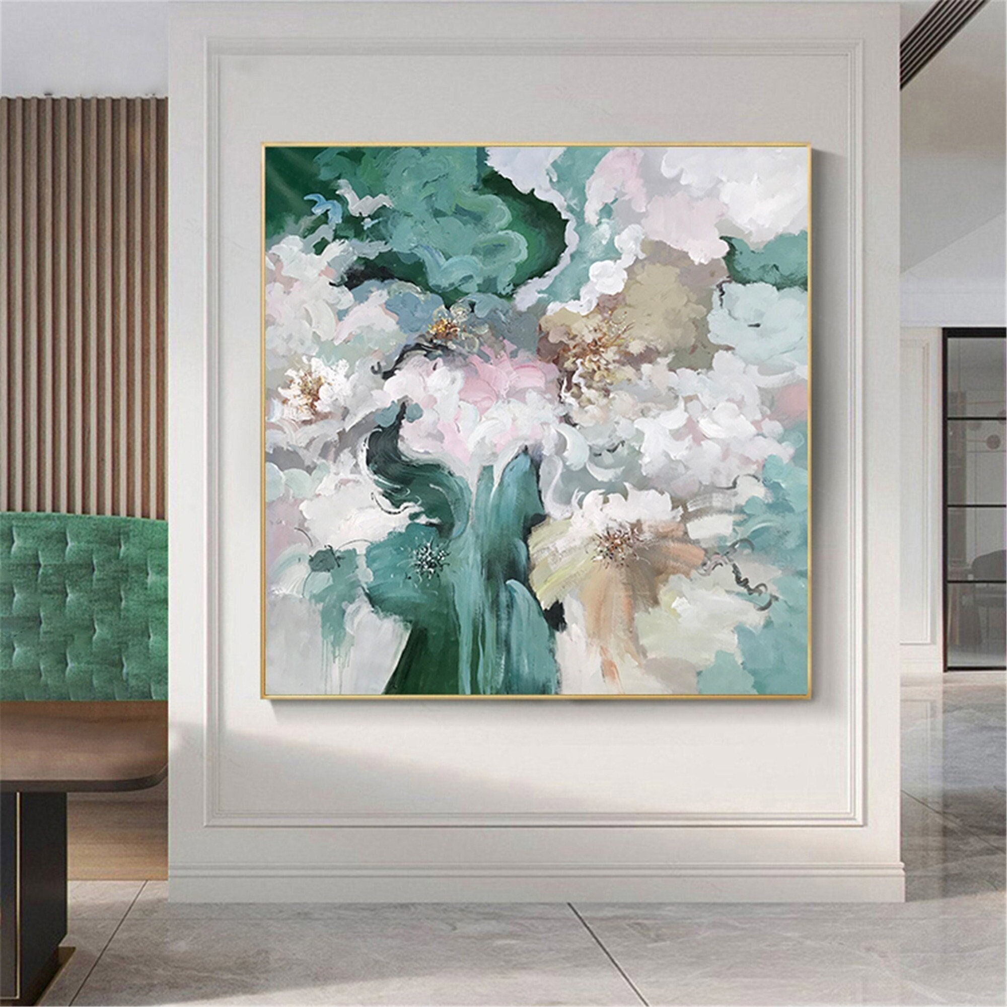 Pink Flower Painting Original Acrylic Canvas Art for Home Wall Decor