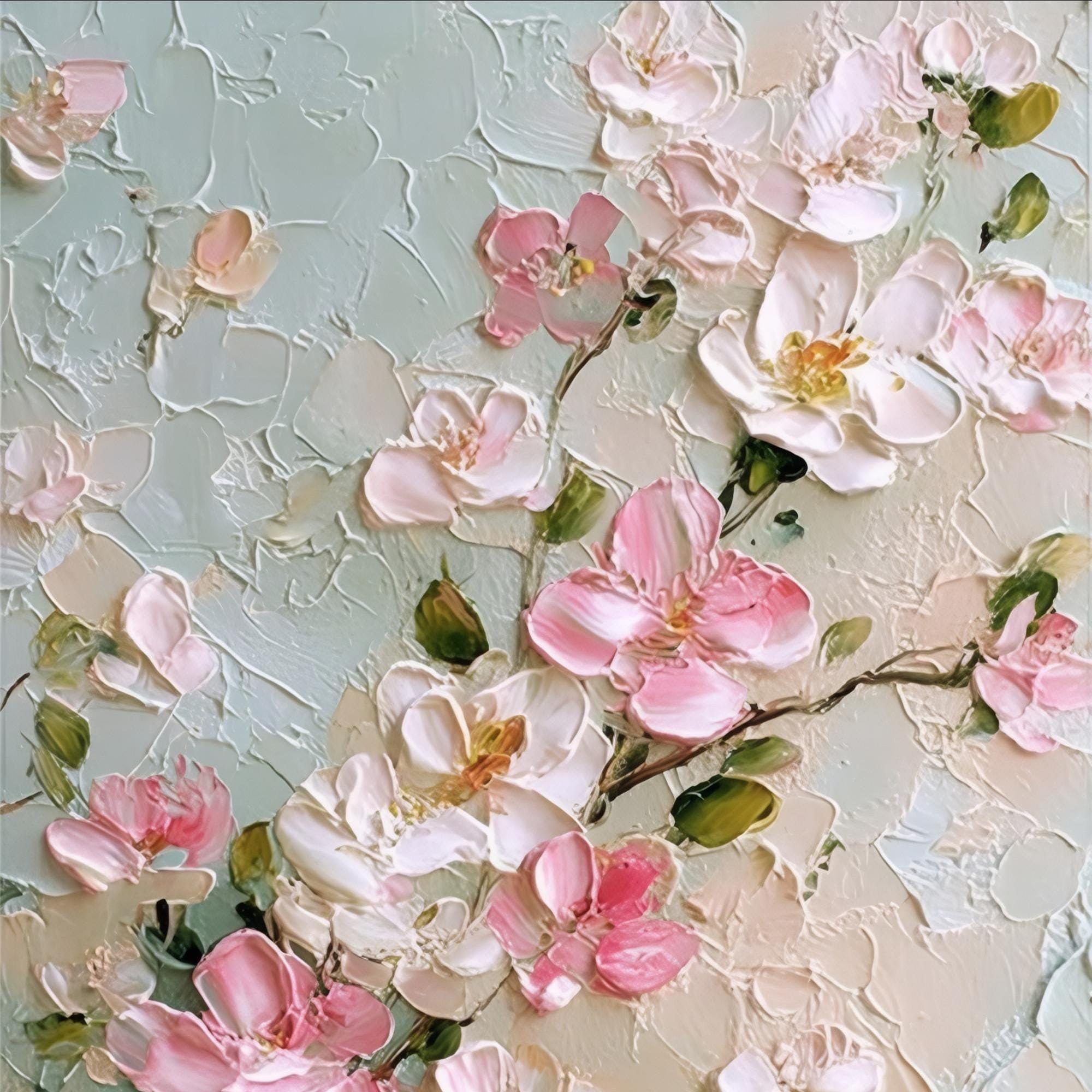 Original Flower Painting on Canvas 3DTextured Floral Wall Art,pink customd painting for Living Room home decor personalized gifts Fancy Art