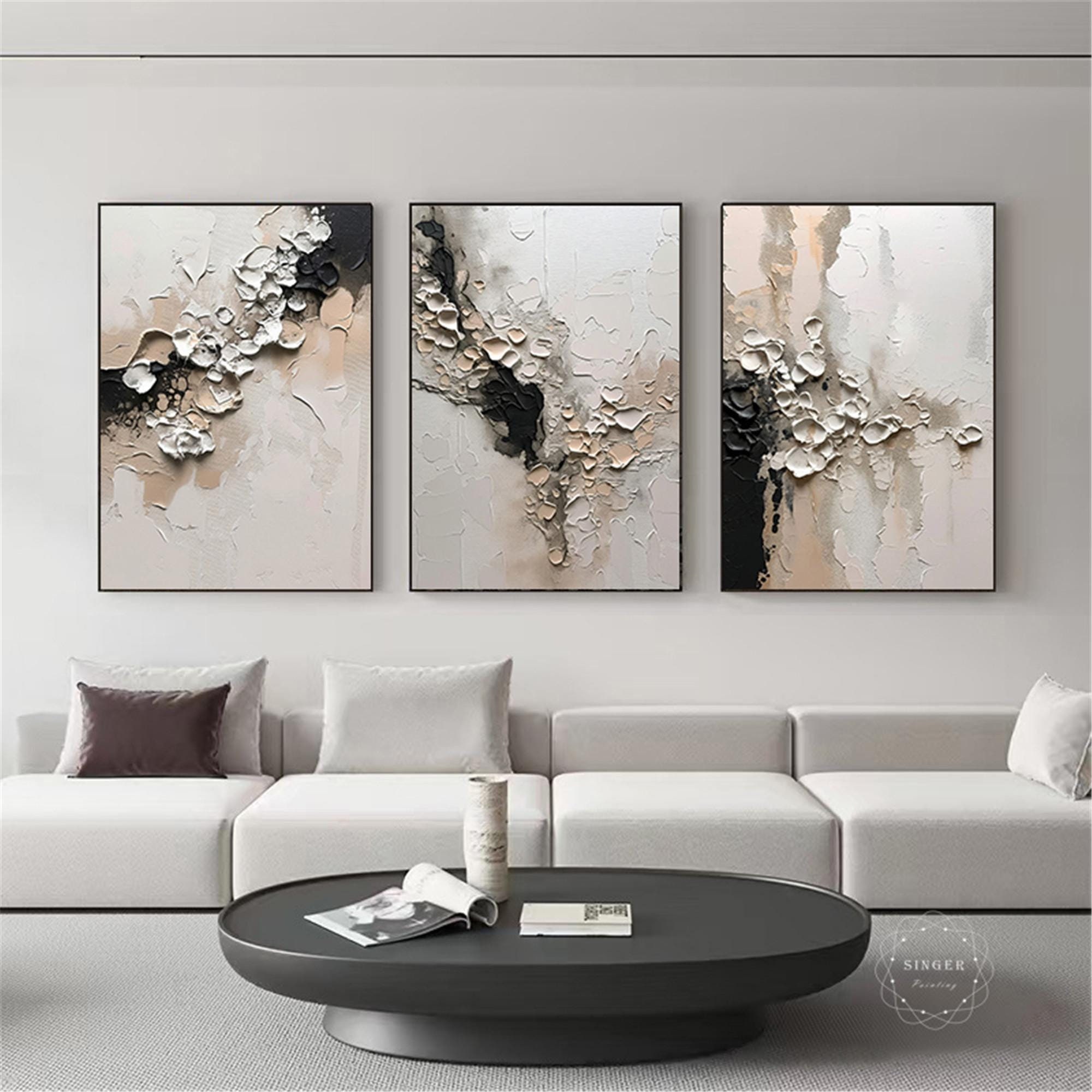 Large Framed Brown Abstract Texture Art for Modern Living Room Decor