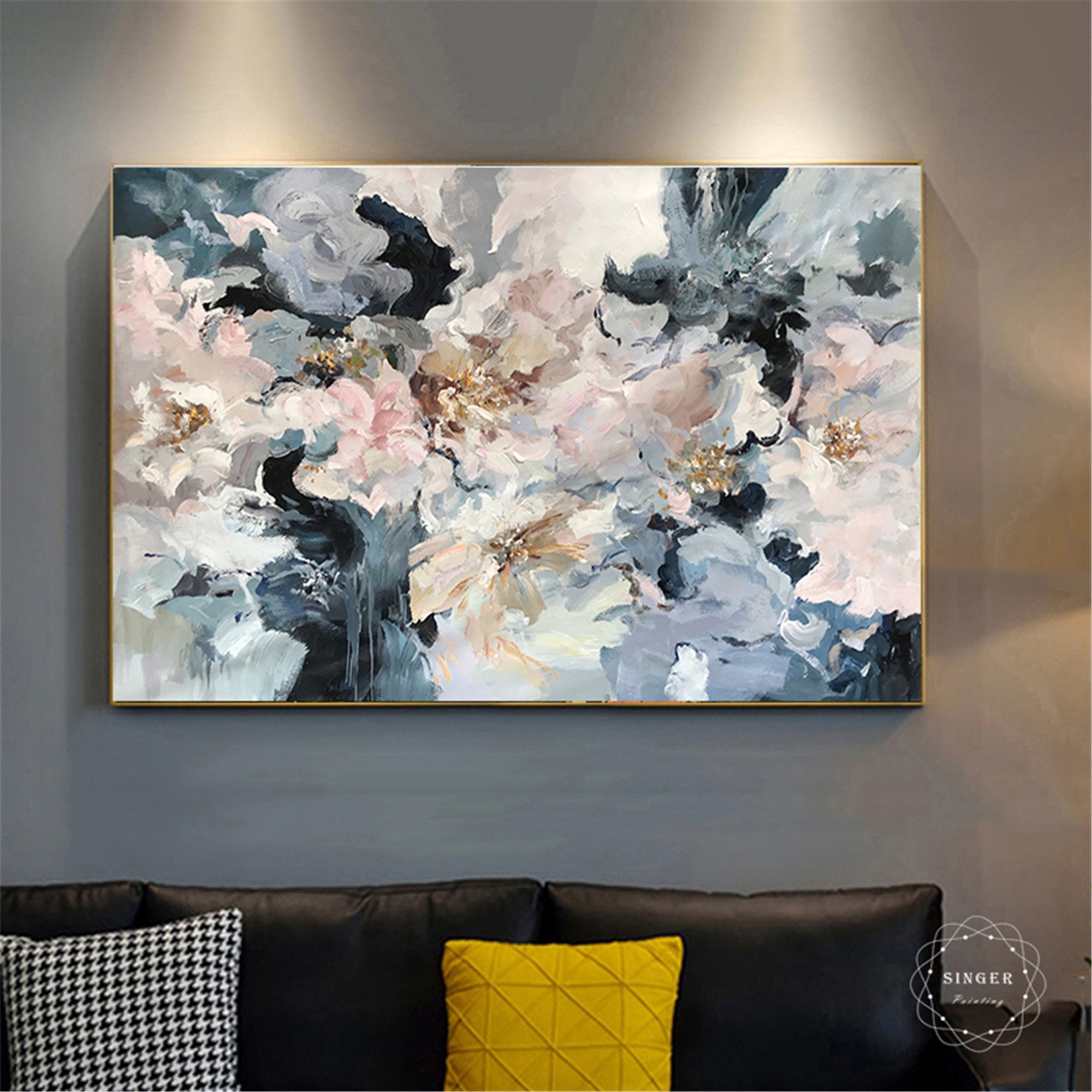 Abstract Pink Canvas Wall Art Pictures 130cm WIDE Set 4 Prints XL 4012 