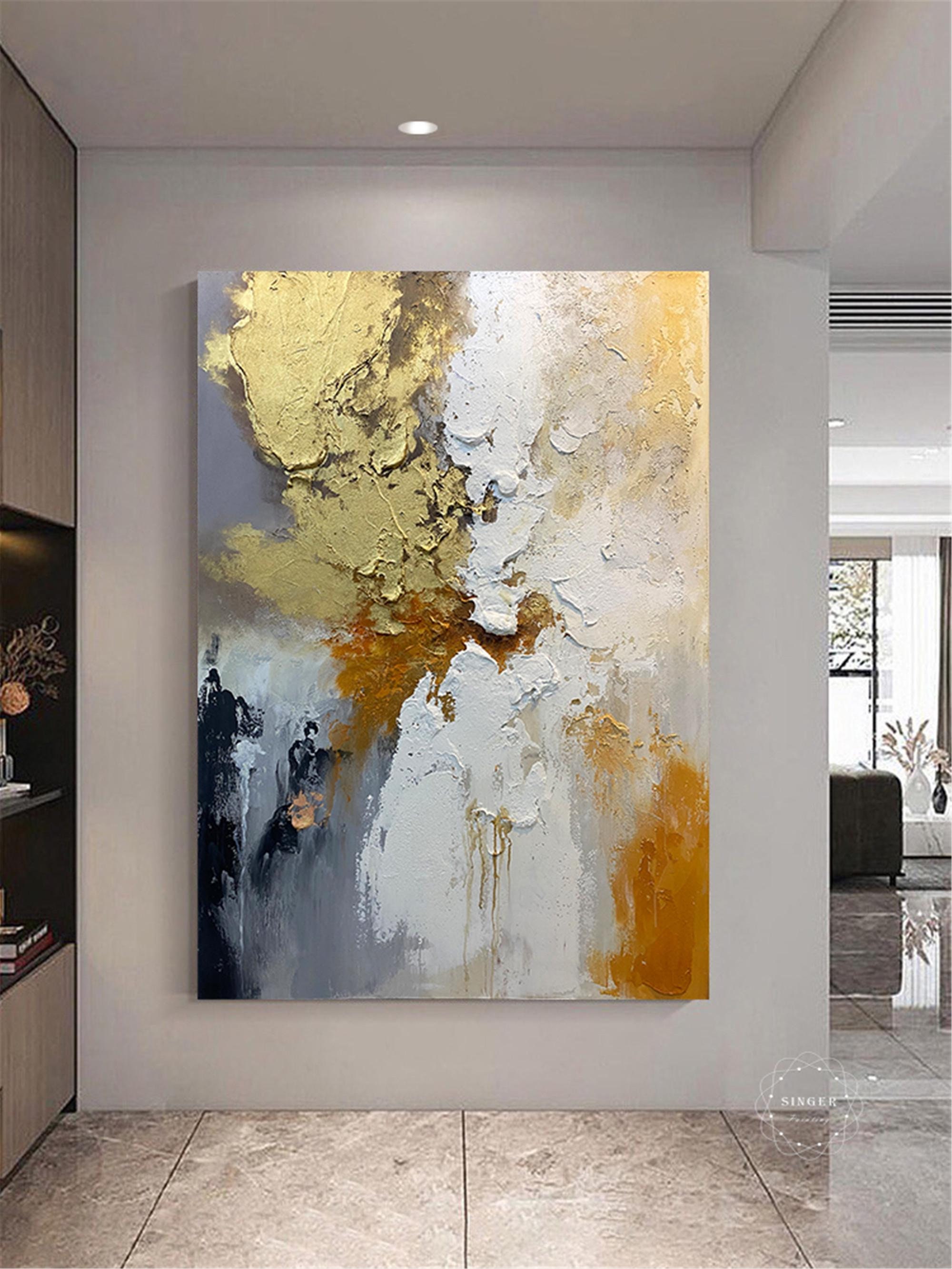Abstract Painting on Canvas Large 3D Texture Framed Modern Artwork