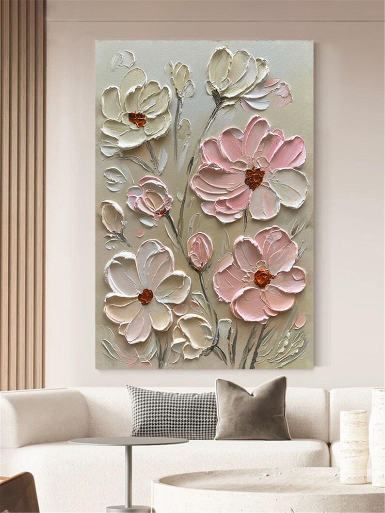 Abstract Floral Textured Wall Art,flower Canvas Painting,modern ...