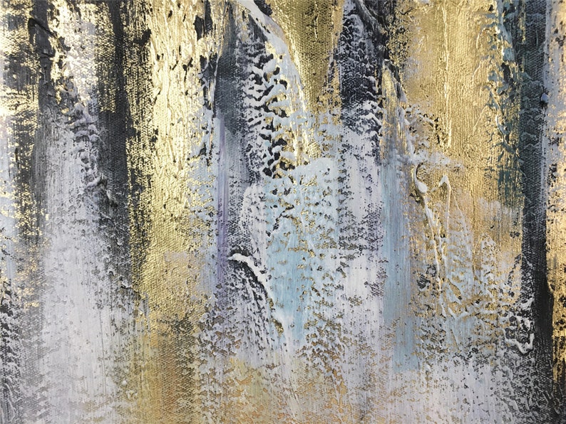 Gold Leaf Wall Art Abstract Painting on Canvas Wall Framed for - Etsy