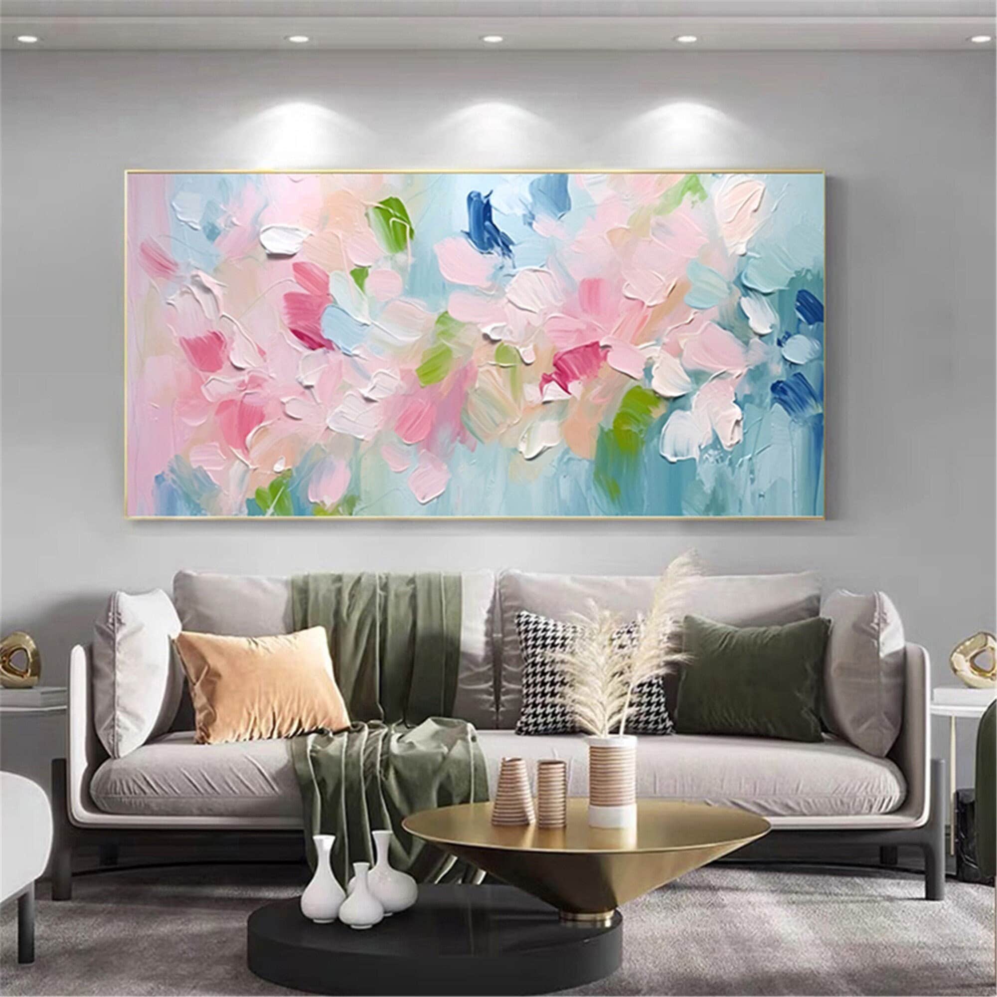 Abstract Flower Painting Textured Canvas Art for Unique Wall Decor