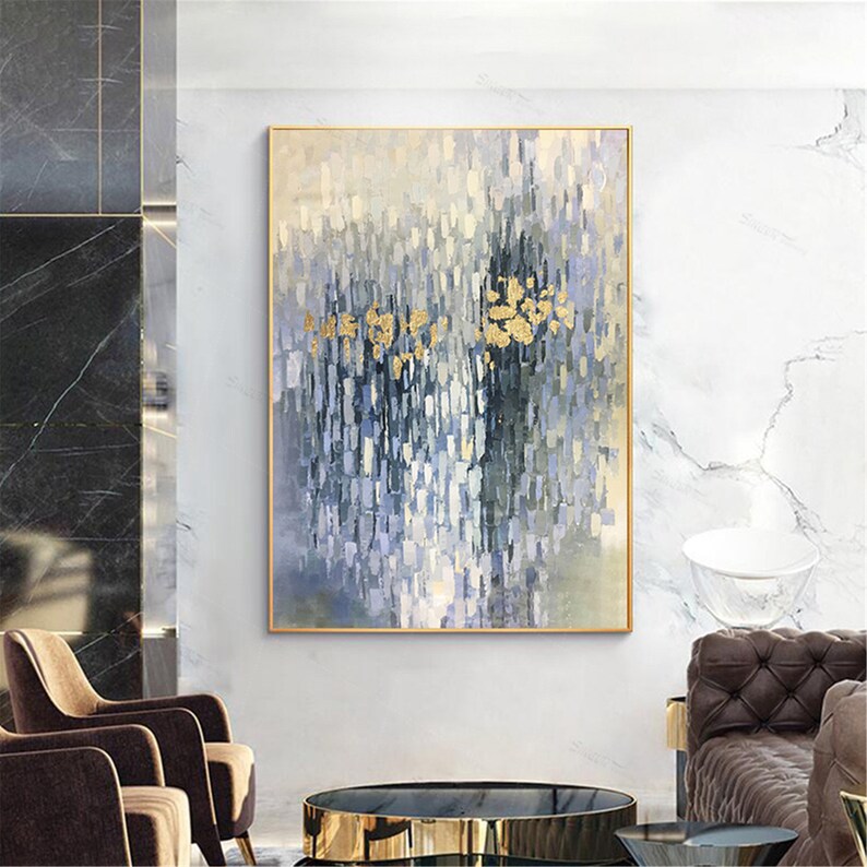 Light Purple Framed Abstract Painting Canvas Wall Art for Etsy