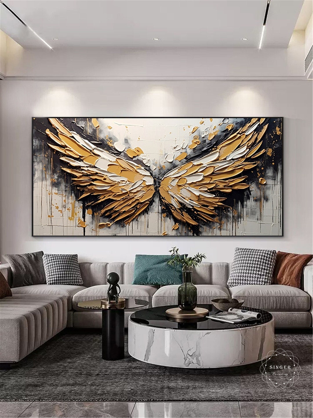 Original Painting 3D Textured Abstract Painting on Canvas Framed Wall ...