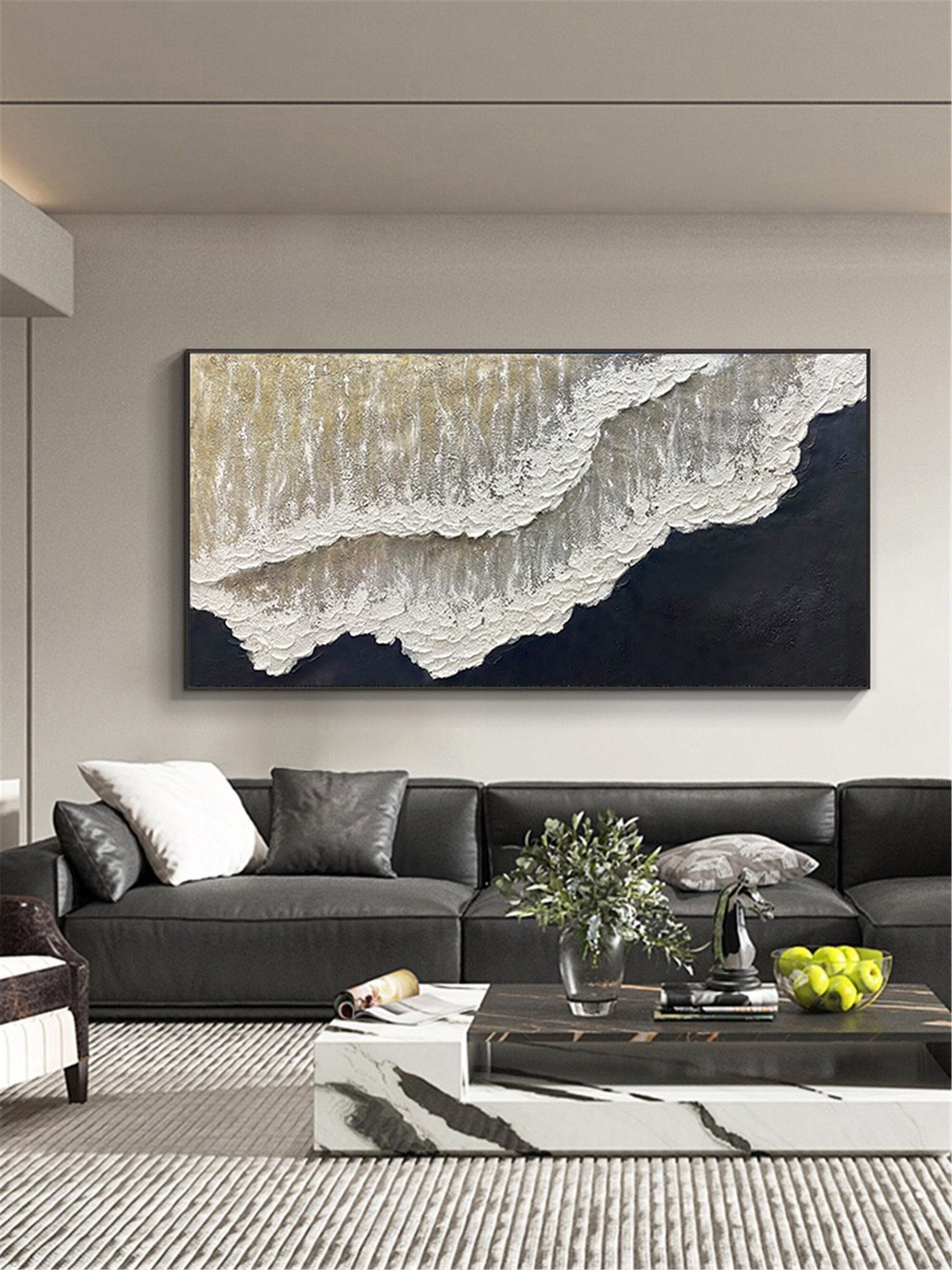 3D Abstract Acrylic Canvas Painting for Minimalist Wall Art Decor