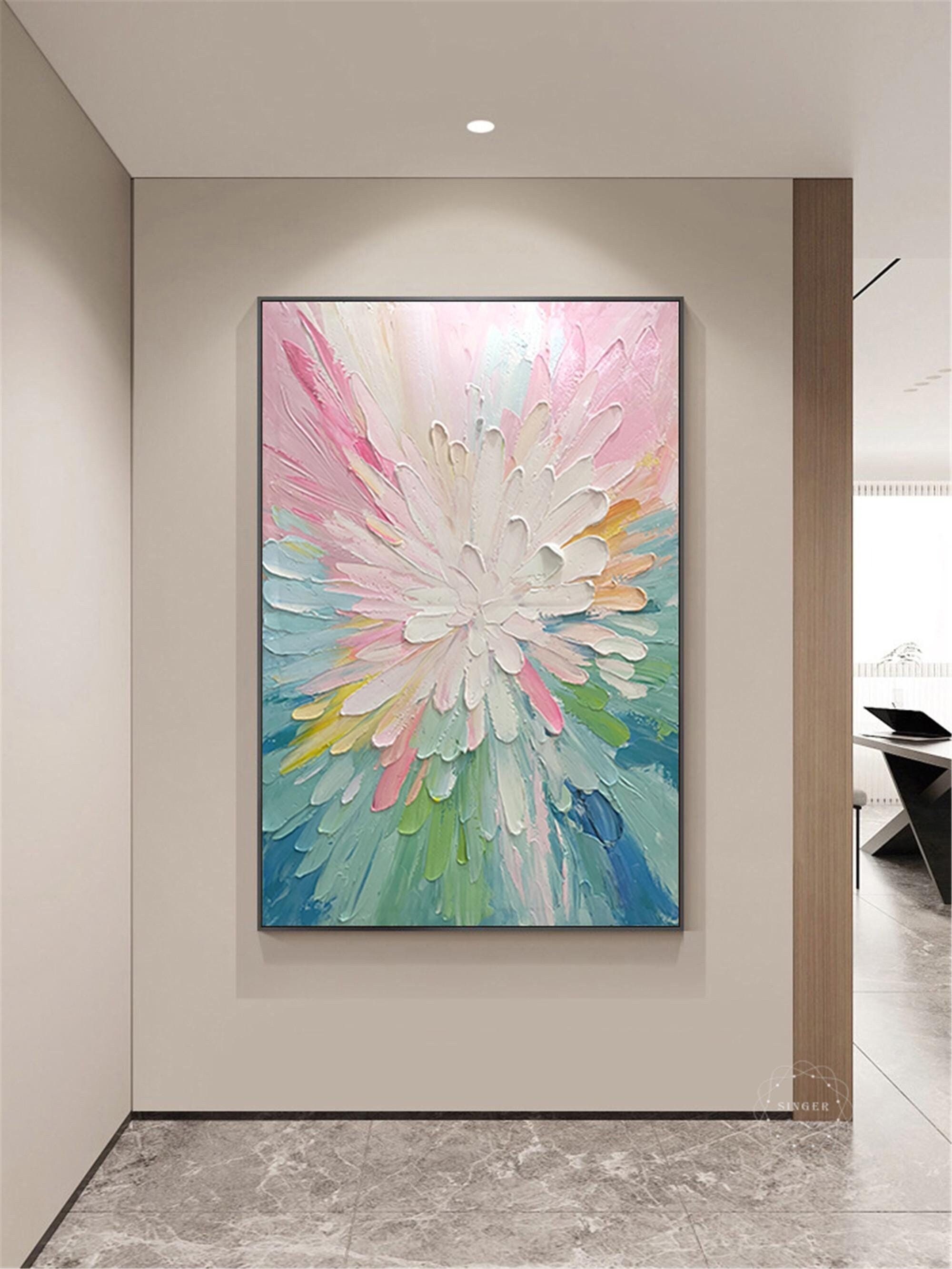 Flower Wall Art Textured Canvas Painting for Home Wall Design