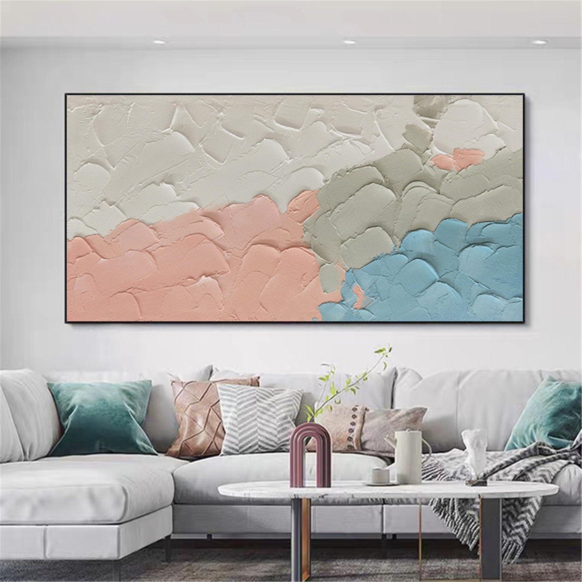 Abstract Painting Large Canvas Framed 3D Texture Modern Minimalist Art