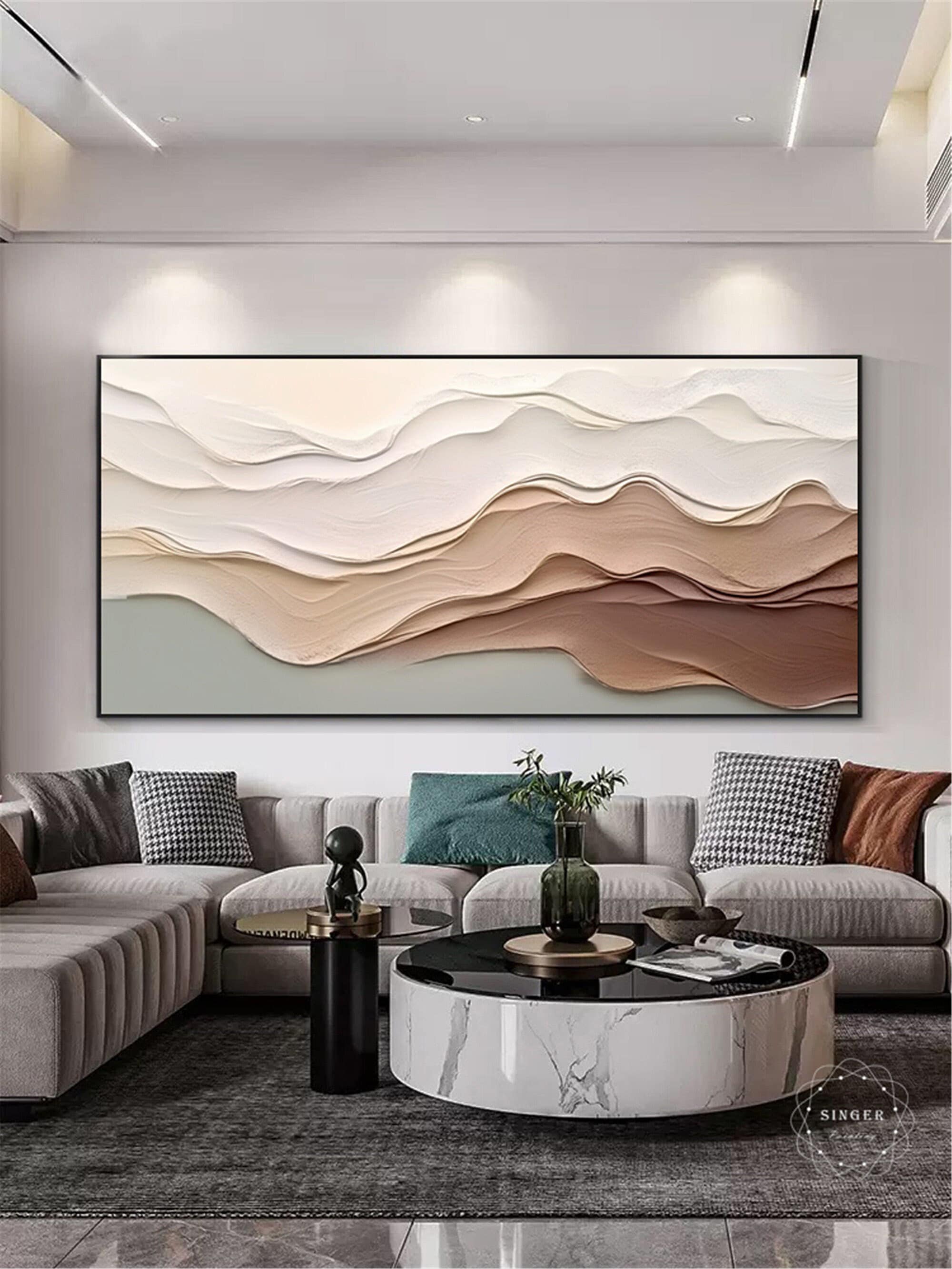 Large Abstract Painting 3D Texture Modern Framed Canvas Art for Sale