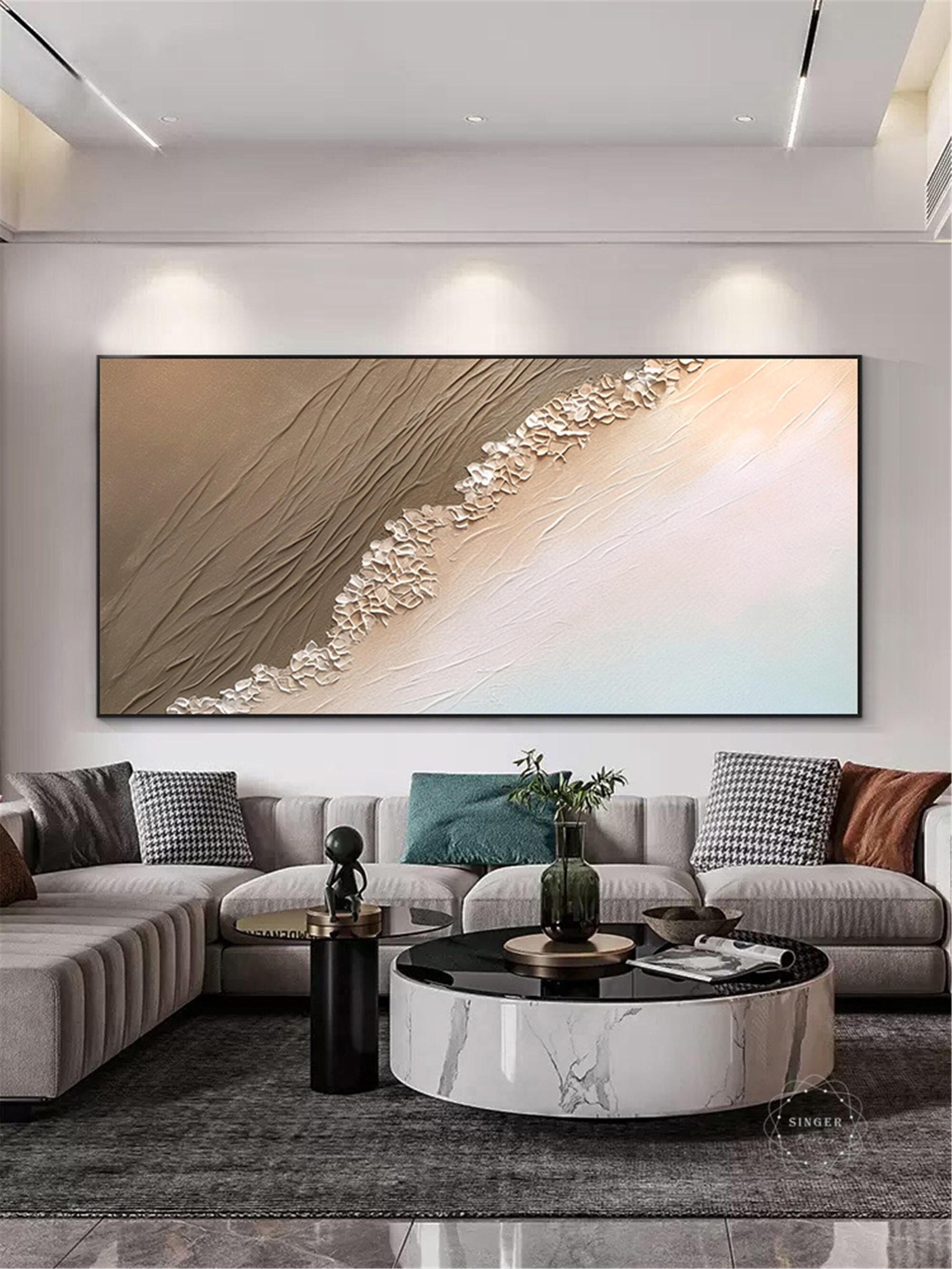 Large Brown Abstract Textured Canvas Art for Minimalist Wall Decor