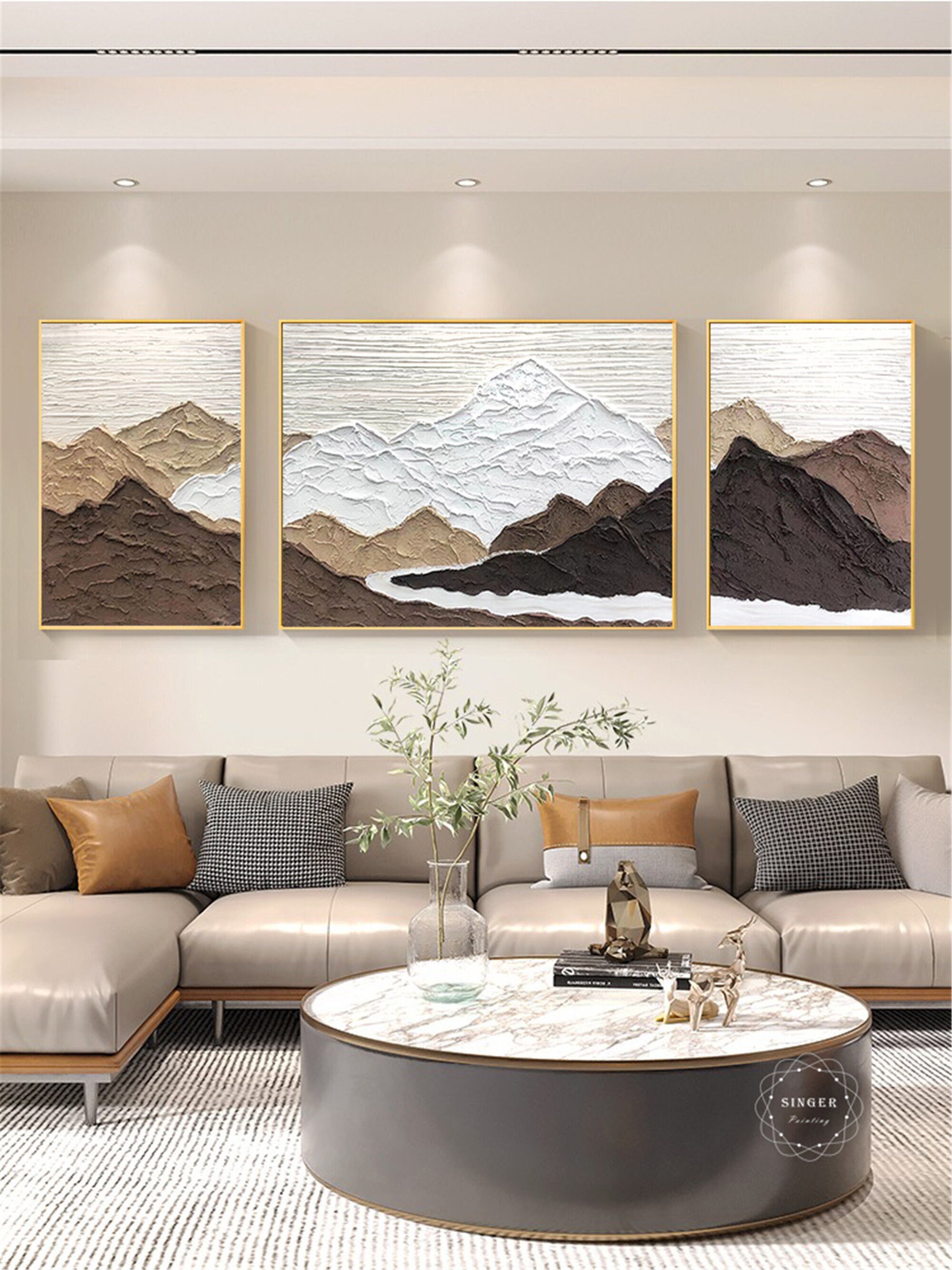 Large 3D Abstract Texture Art Canvas Painting Modern Framed Minimalist