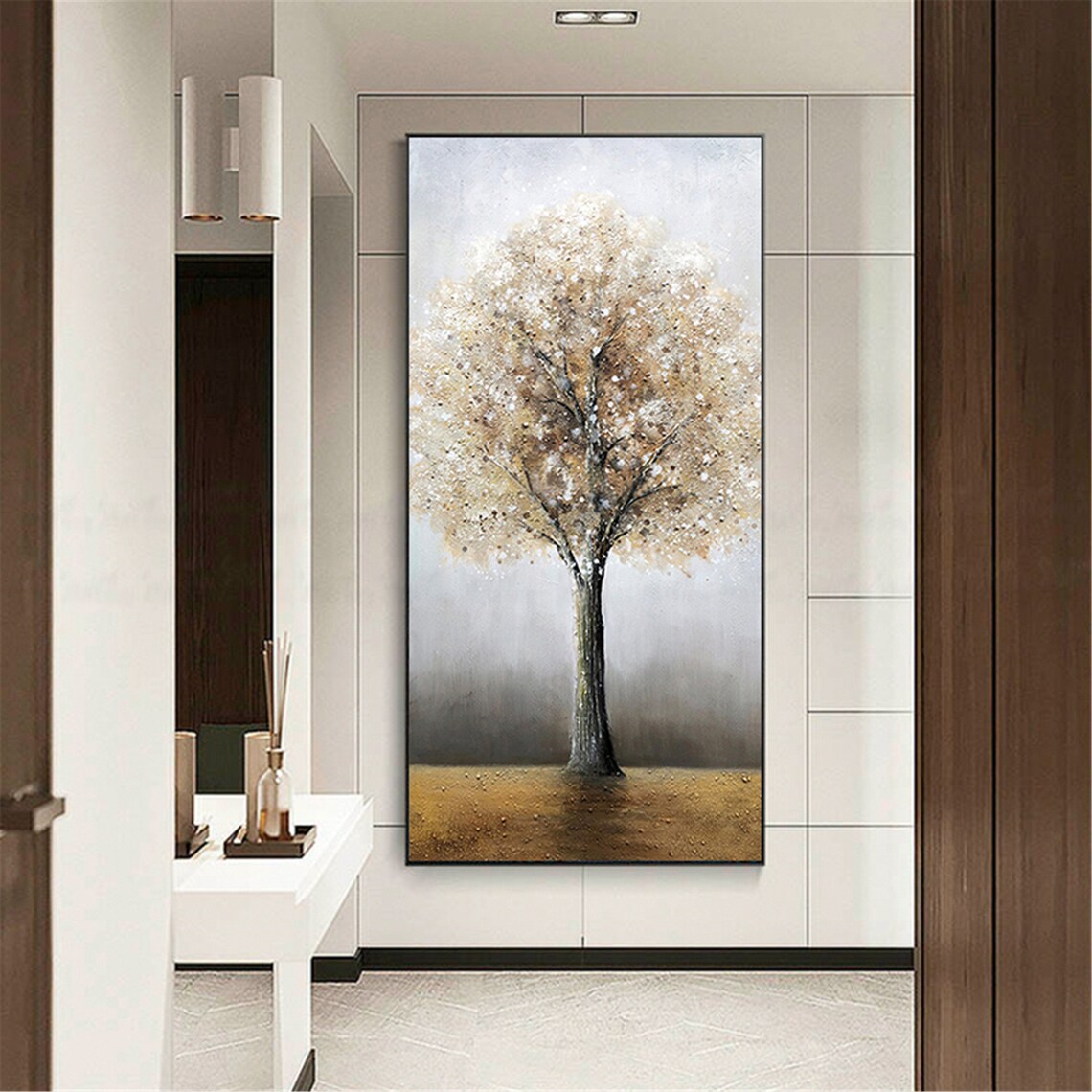 Abstract tree painting canvas wall art pictures for living | Etsy