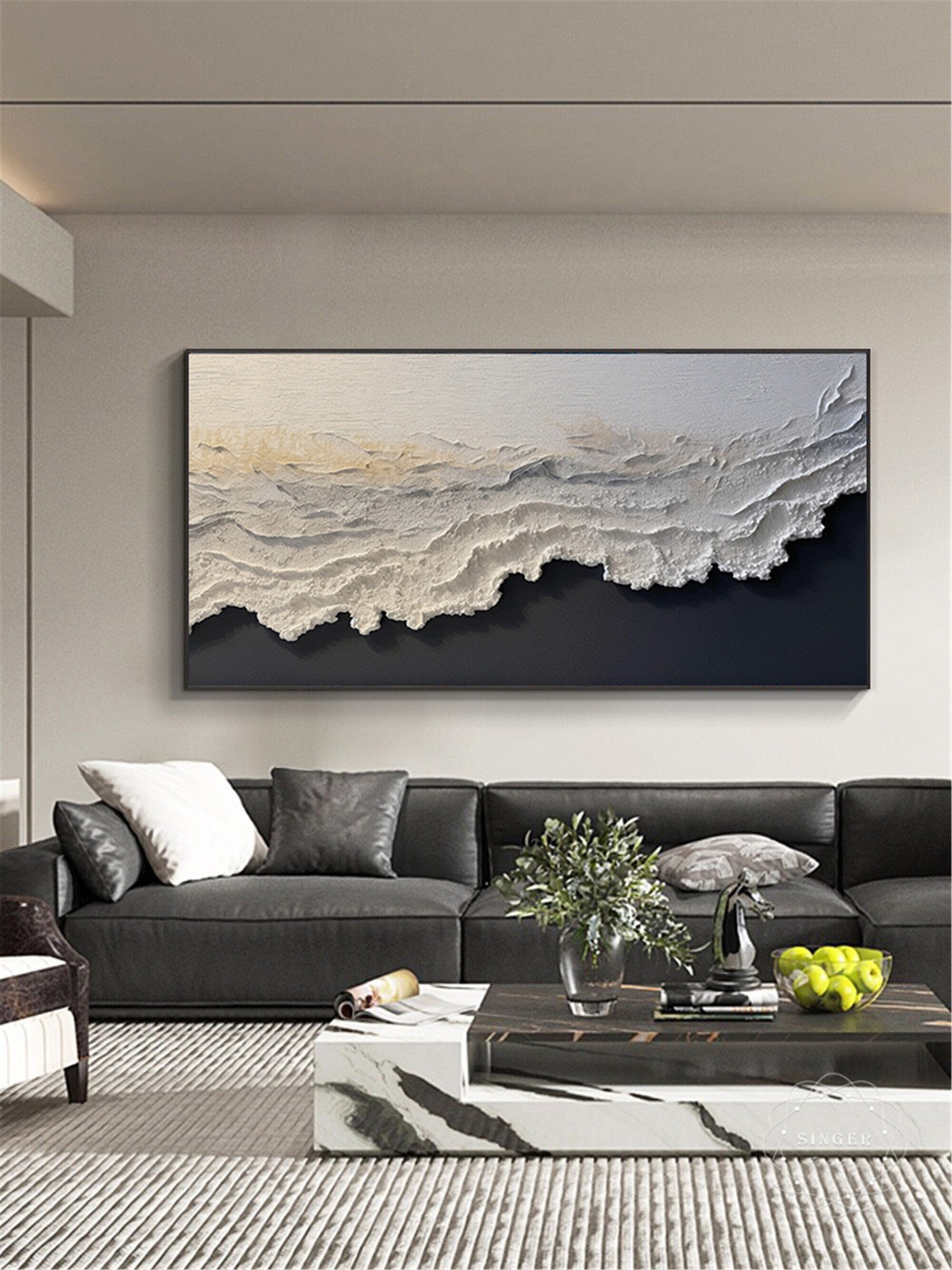 Buy Framed Abstract Painting on Canvas Large 3D Minimalist Textured Art
