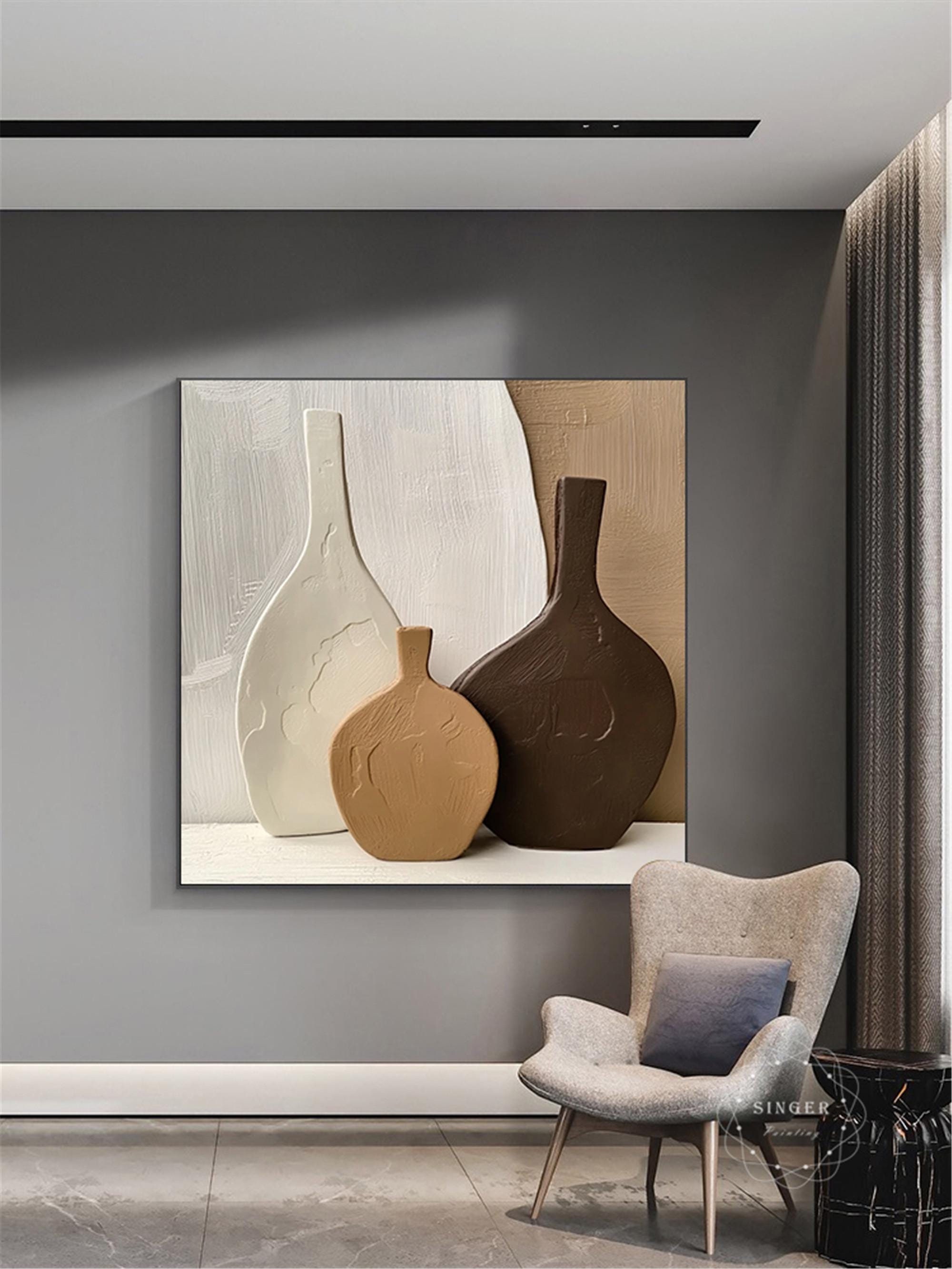 Framed Abstract Texture Art Large 3D Modern Canvas Painting for Sale
