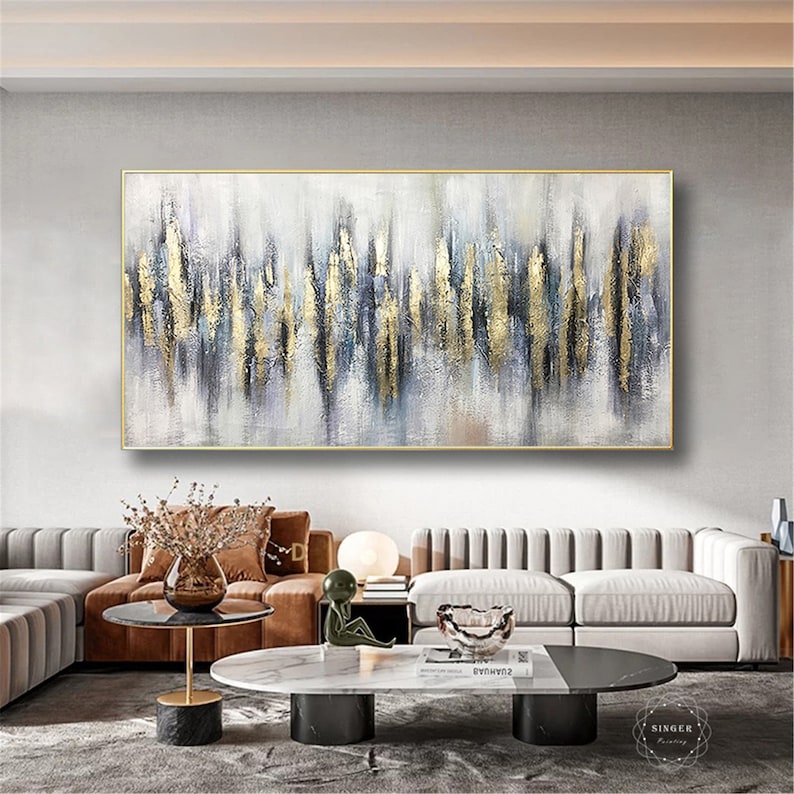HomeSense Abstract Gold Leaf Canvas