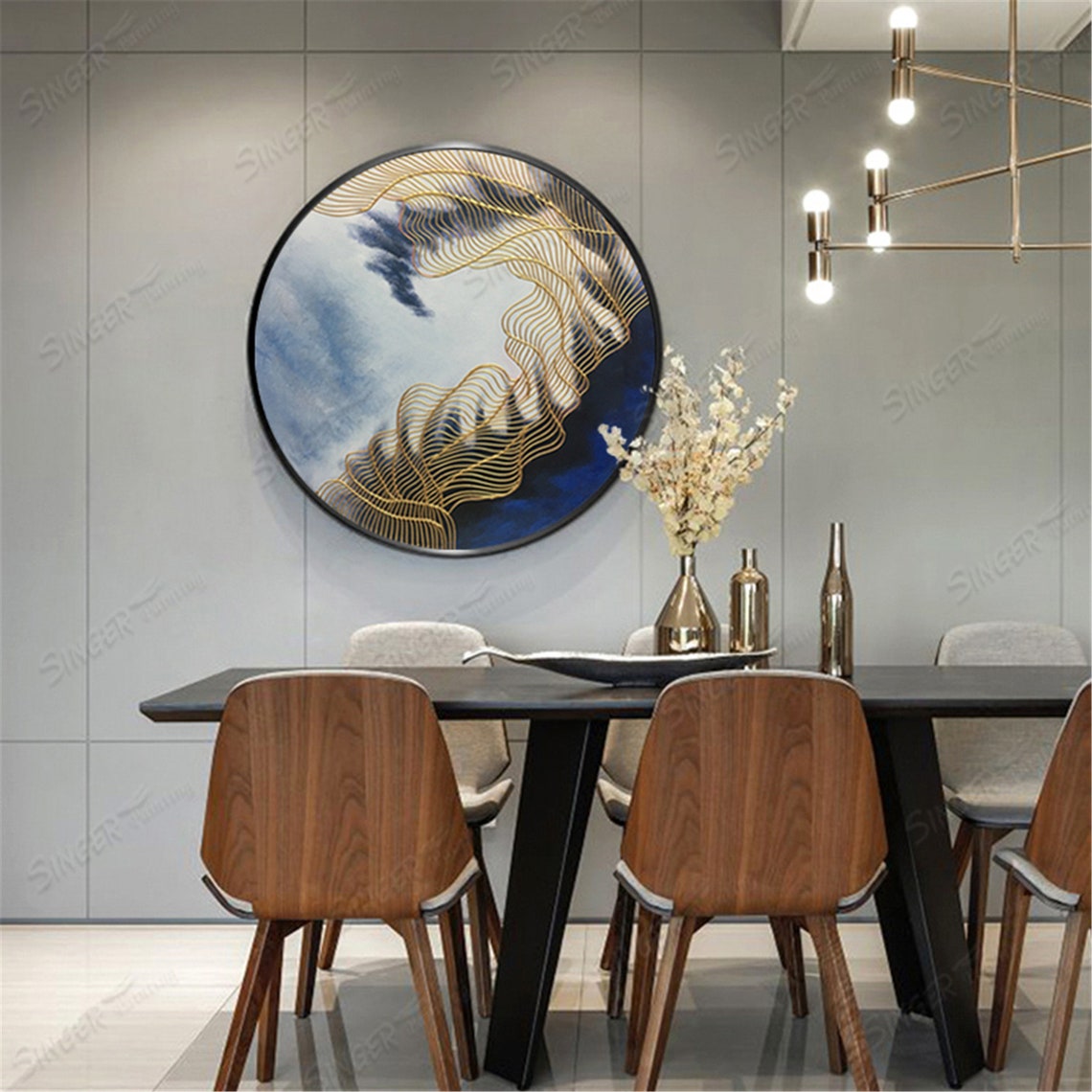 Gold art abstract painting Wall art pictures for living room | Etsy