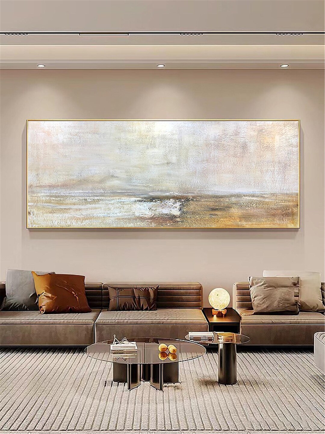 Orange Texture Abstract Painting on Canvas Wall Art Framed for Living ...
