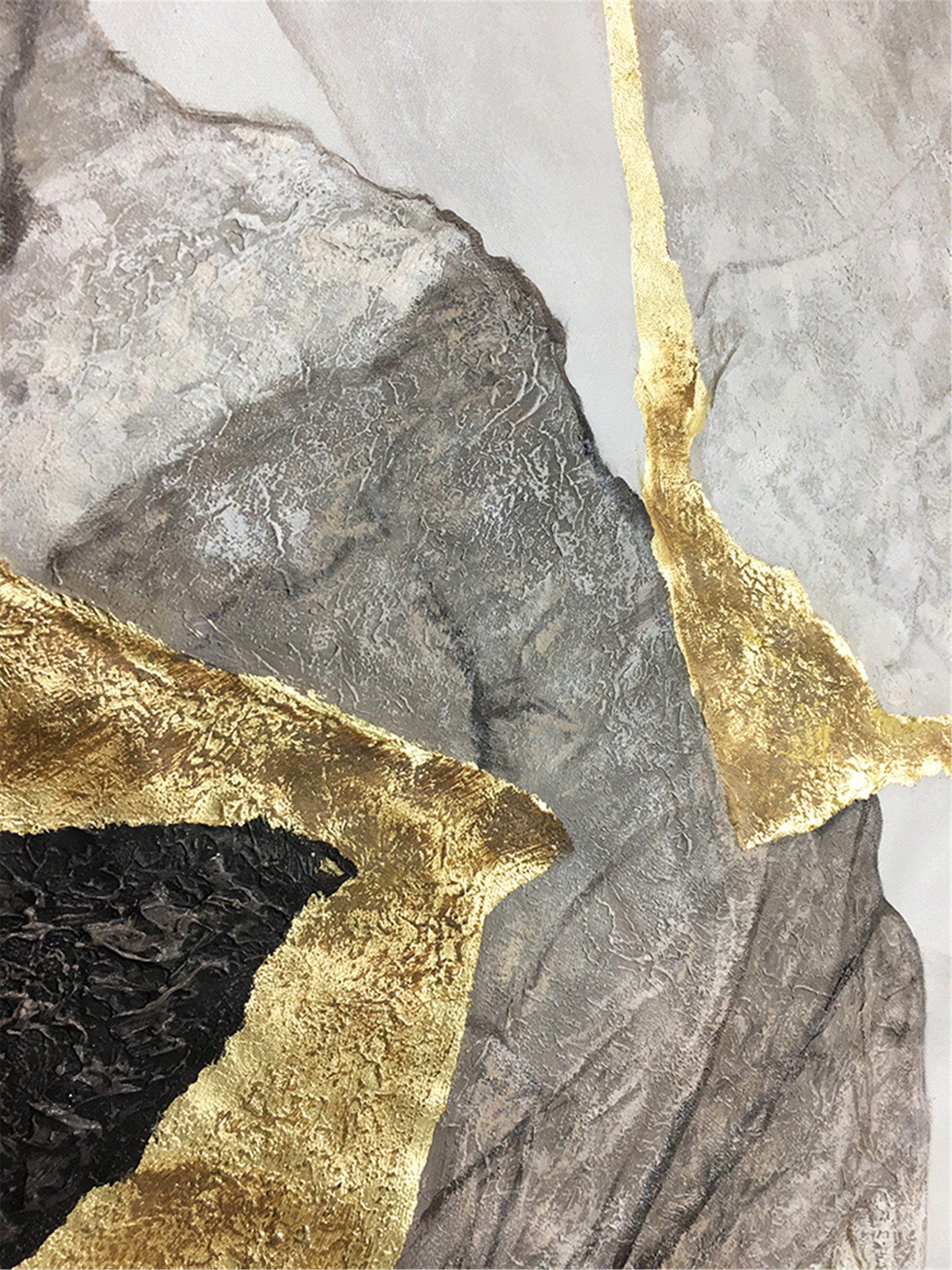 Gold Leaf Abstract Painting on Canvas Gold Foil Wall Art - Etsy