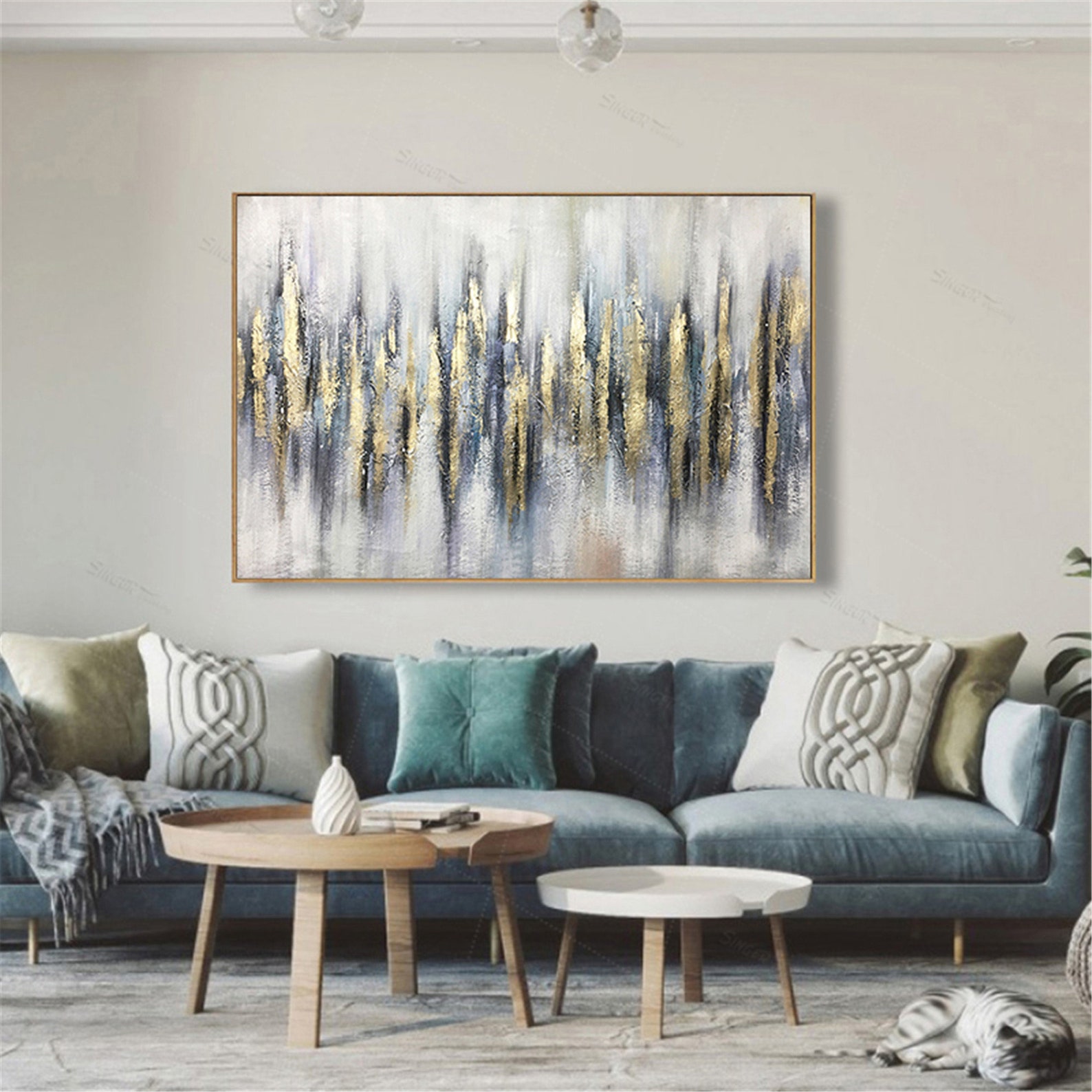 Gold Leaf Wall Art Abstract Painting on Canvas Wall Framed for - Etsy