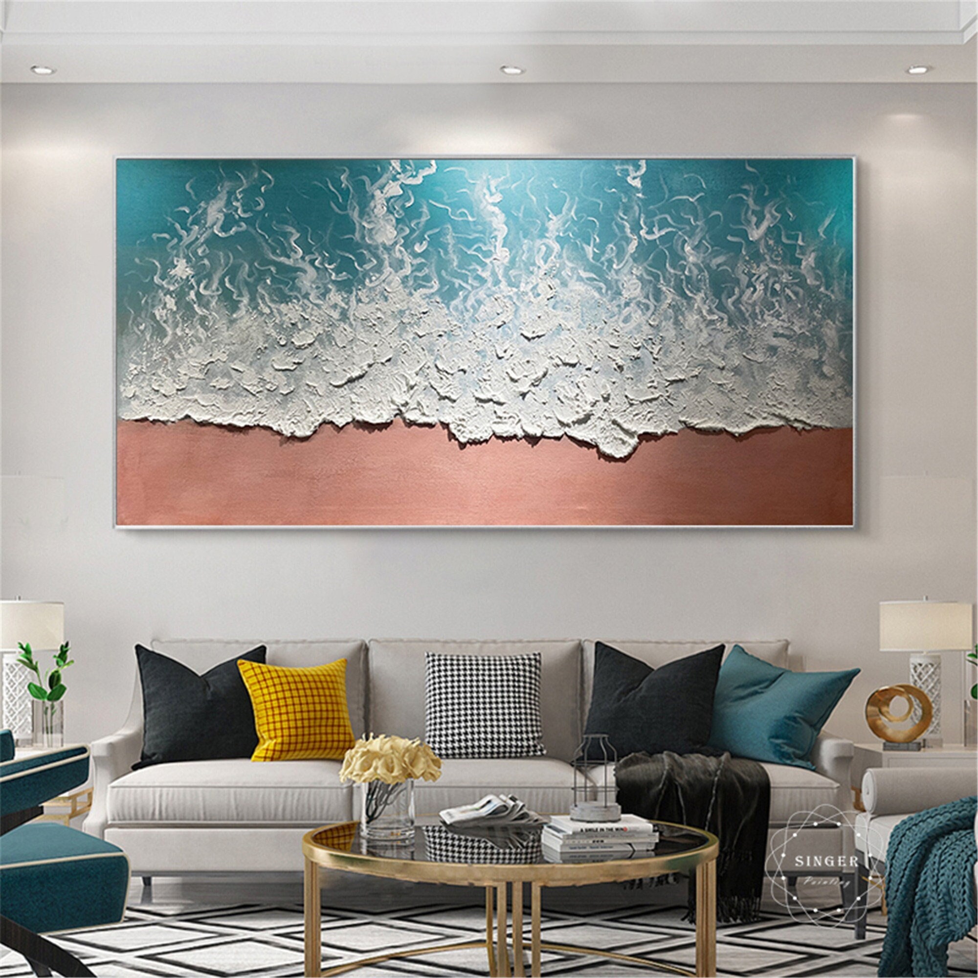 Framed Abstract Painting Large Modern 3D Texture Canvas Art for Sale