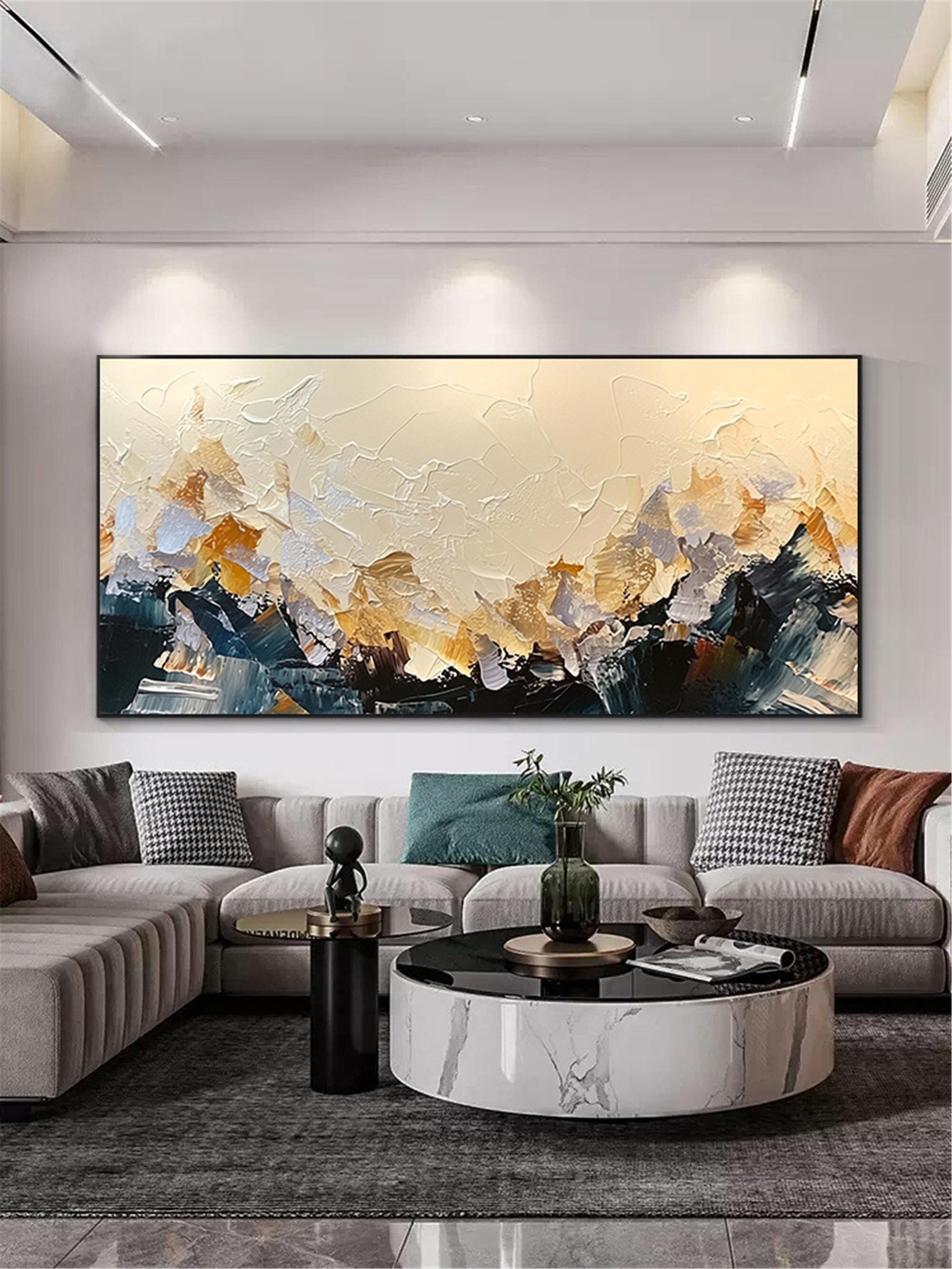 Large Modern Textured Abstract Painting for Living Room Wall Decor