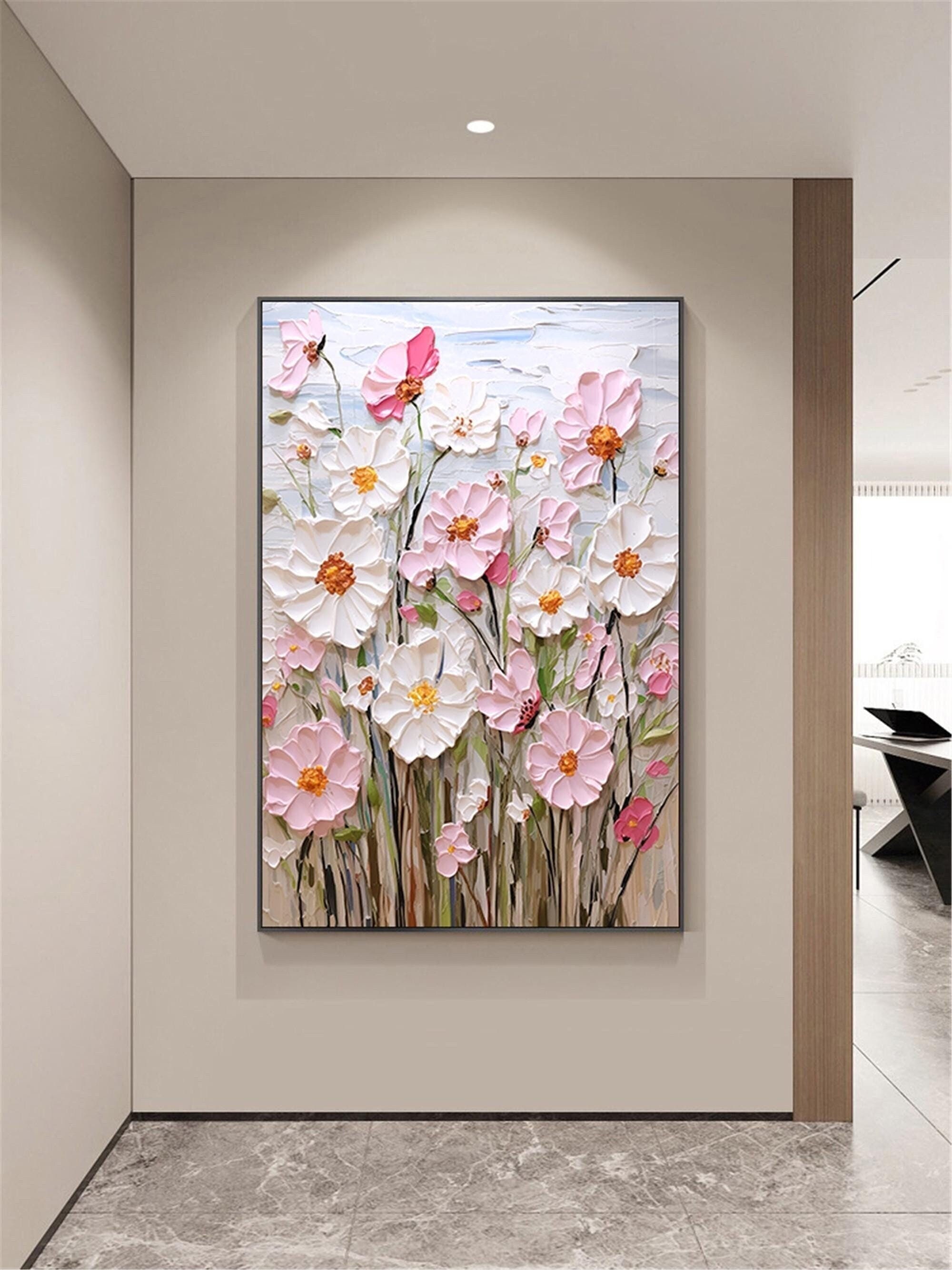 3D Textured Flower Painting on Canvas – Custom Art for Wall Decor