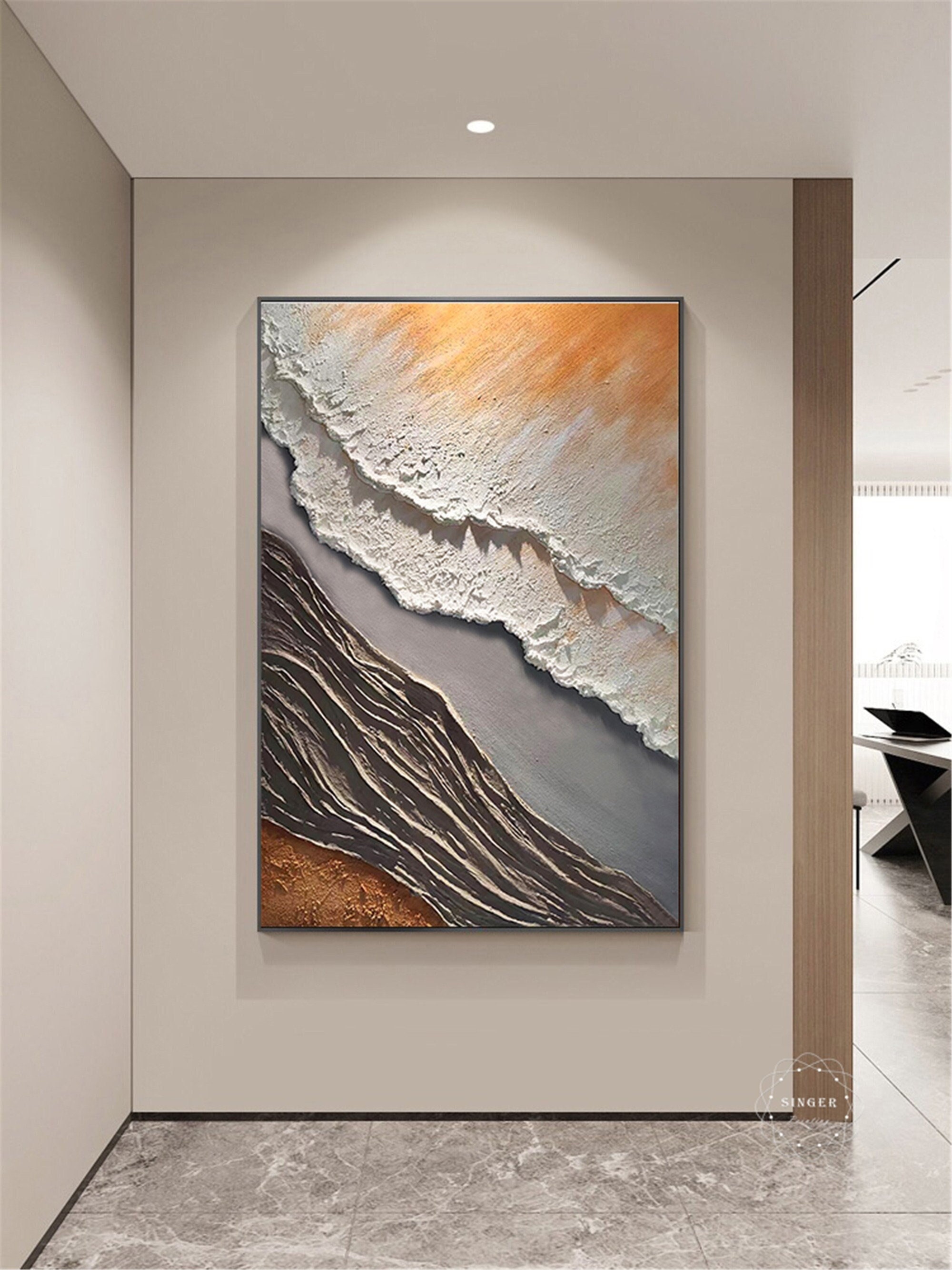 Abstract Texture Art Canvas Painting Large Framed Modern 3D Artwork