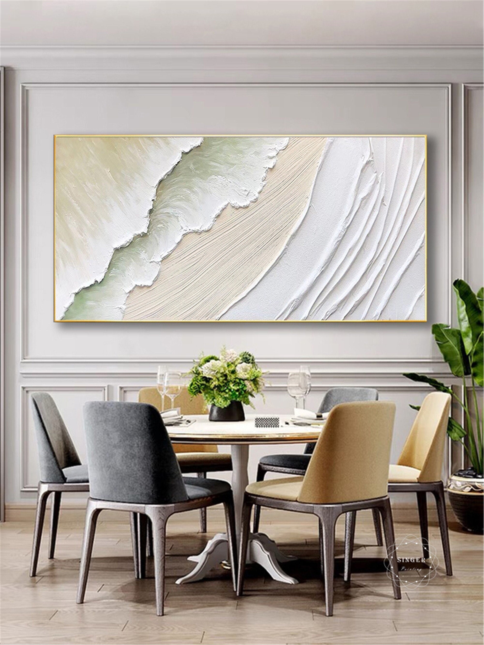 Large Modern Abstract Canvas Painting 3D Texture Framed Minimalist Art