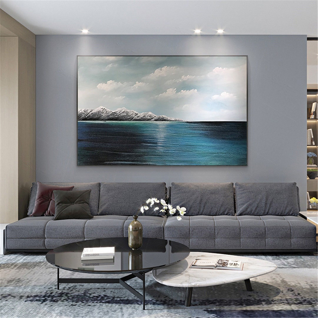 Canvas Wall Art Blue Abstract Painting Framed Wall Decor for Etsy