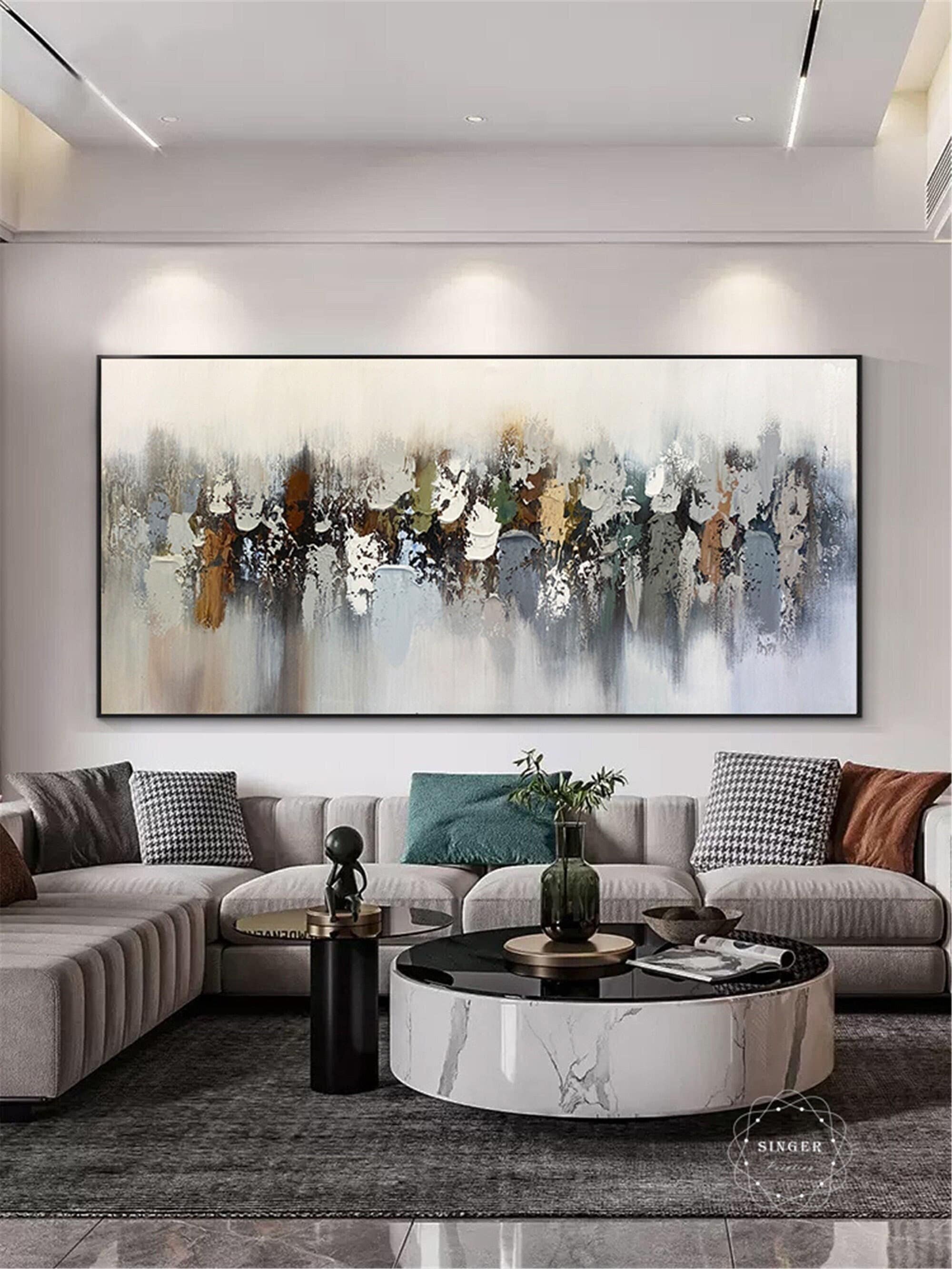3D Minimalist Abstract Acrylic Painting on Canvas with Framed Wall Art