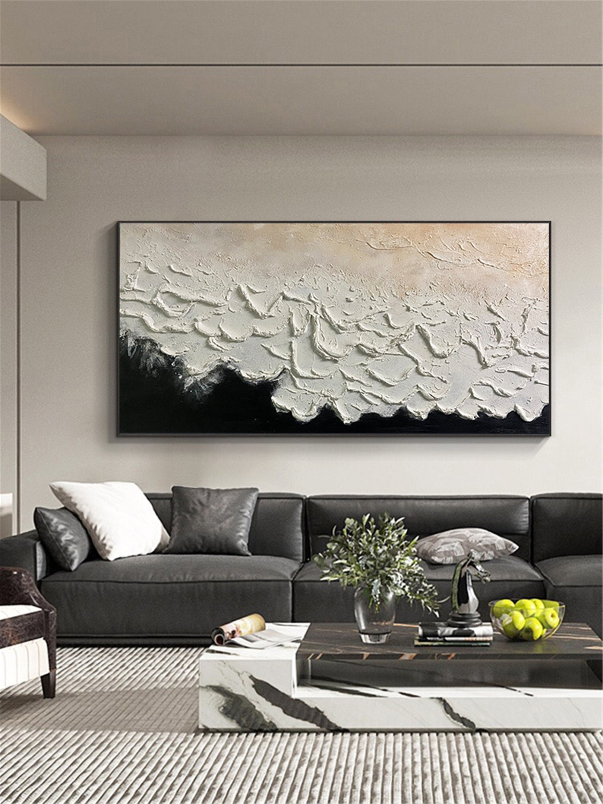 Buy Large Abstract Canvas Painting Modern Framed 3D Texture Artwork