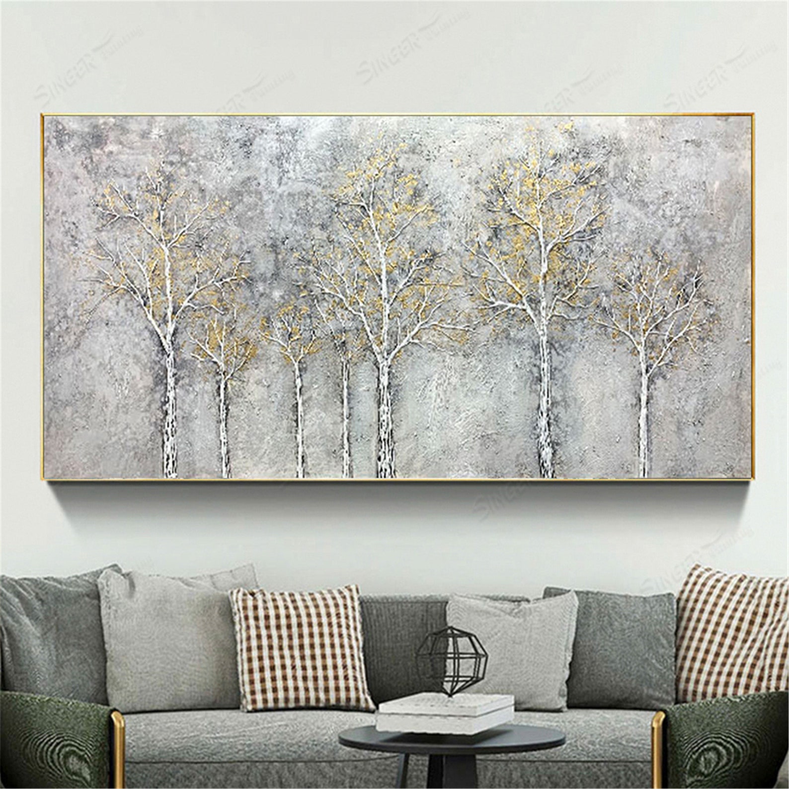 Abstract Tree Painting Canvas Wall Art Pictures for Living Etsy