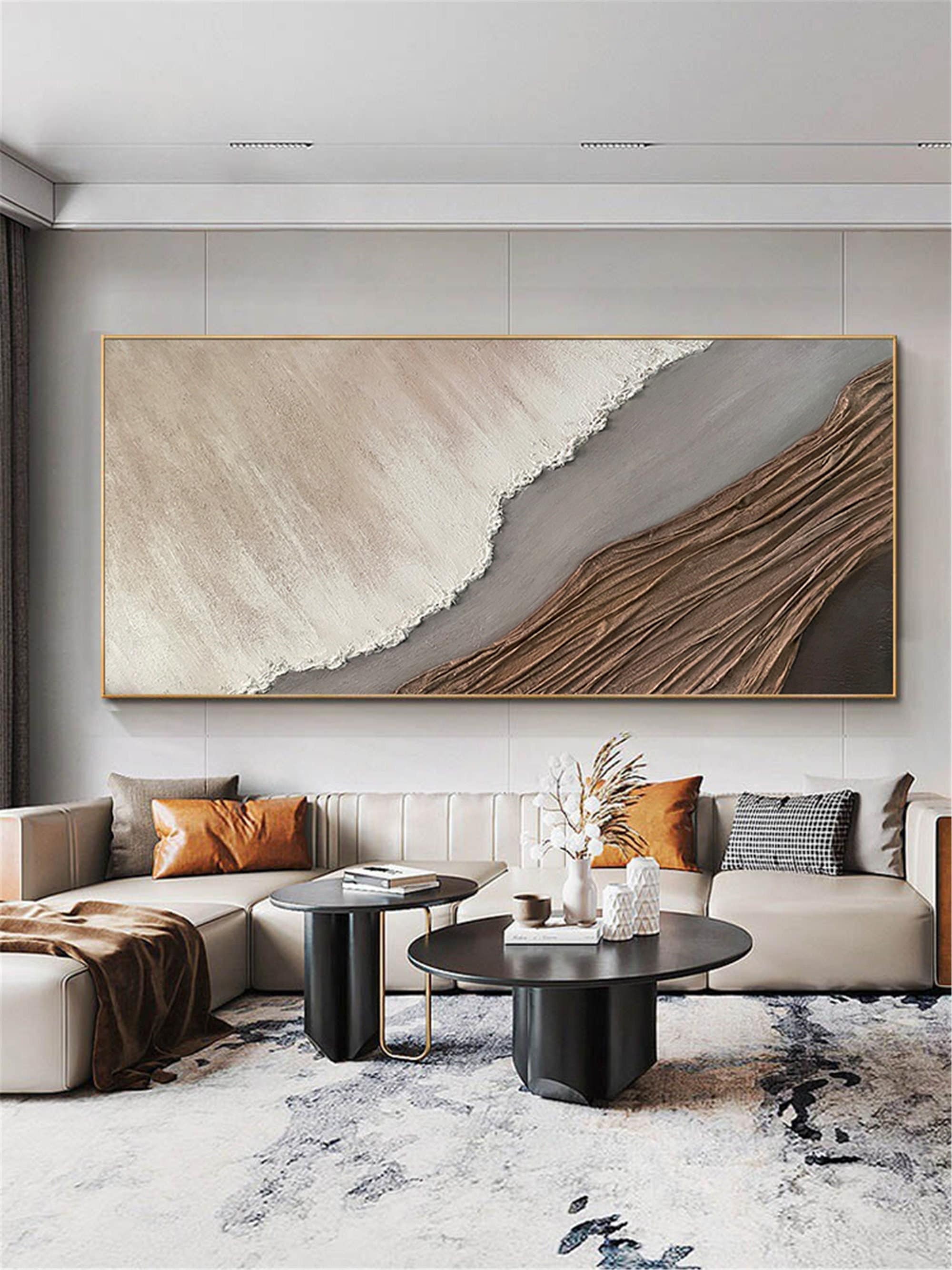 Large Minimalist Abstract Texture Art Canvas for Living Room Wall Decor