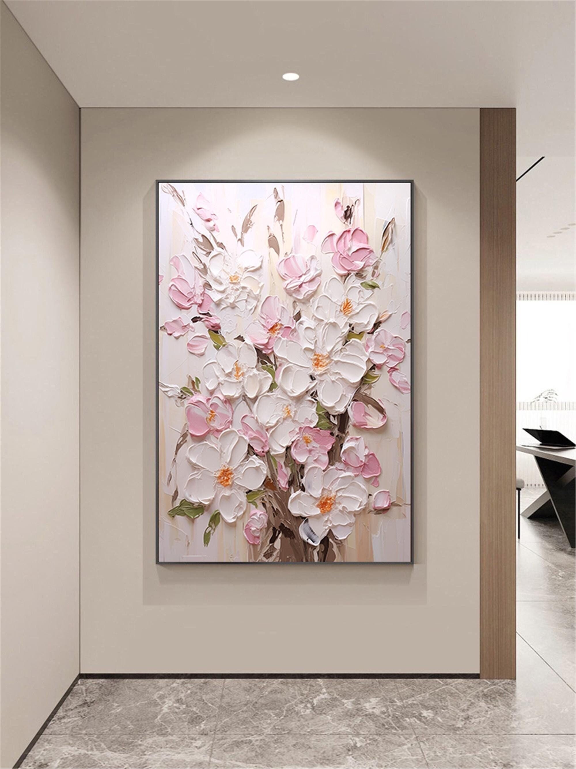 Floral Canvas Painting Textured Acrylic Art for Wall Decoration