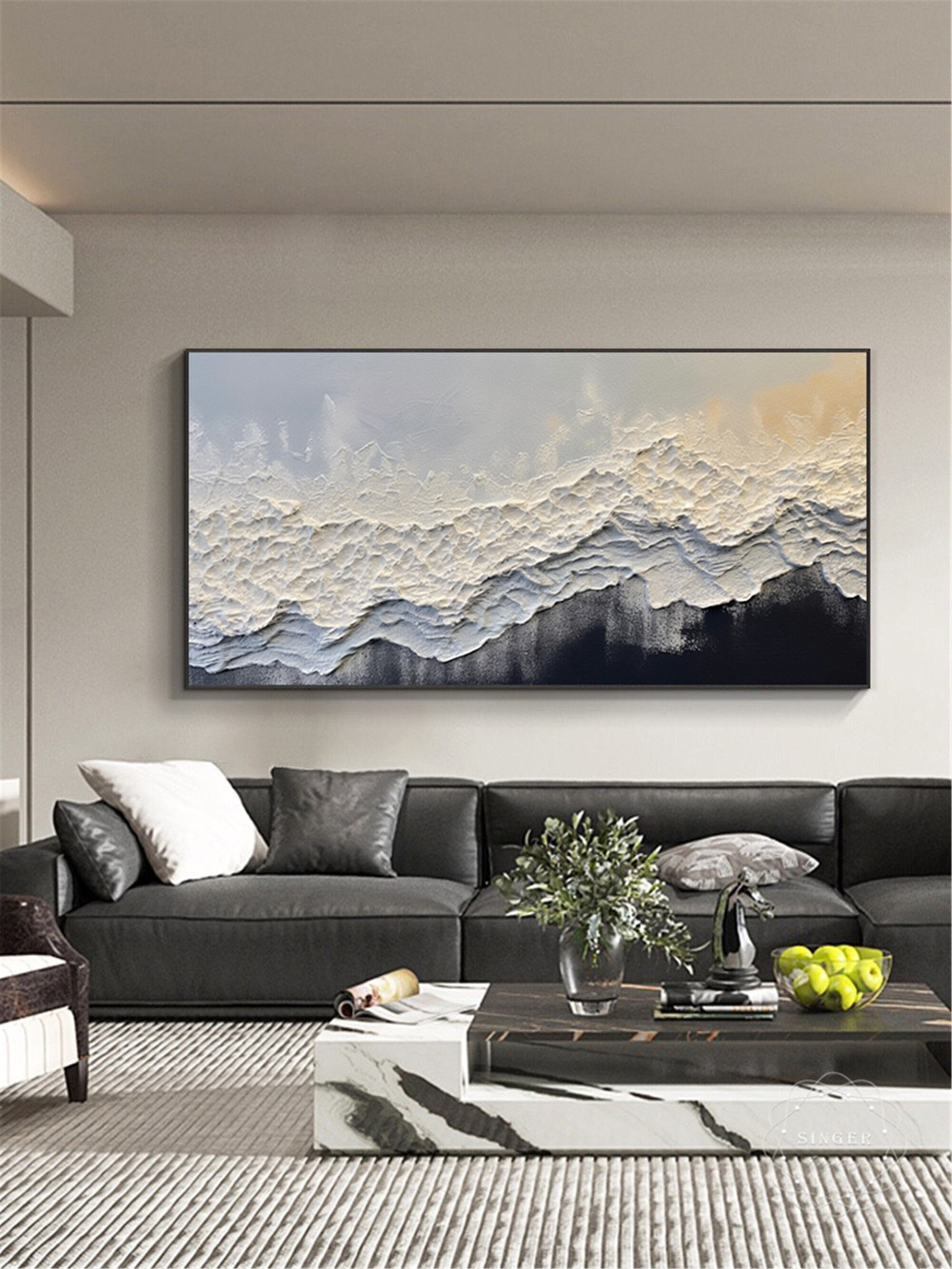 Wabi-Sabi Abstract 3D Texture Art for Large Modern Wall Decor